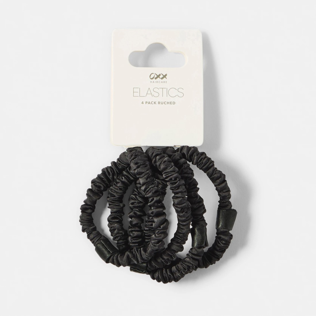 3 OXX Haircare 4 Pack Ruched Hair Elastics - Black, 3 of 3