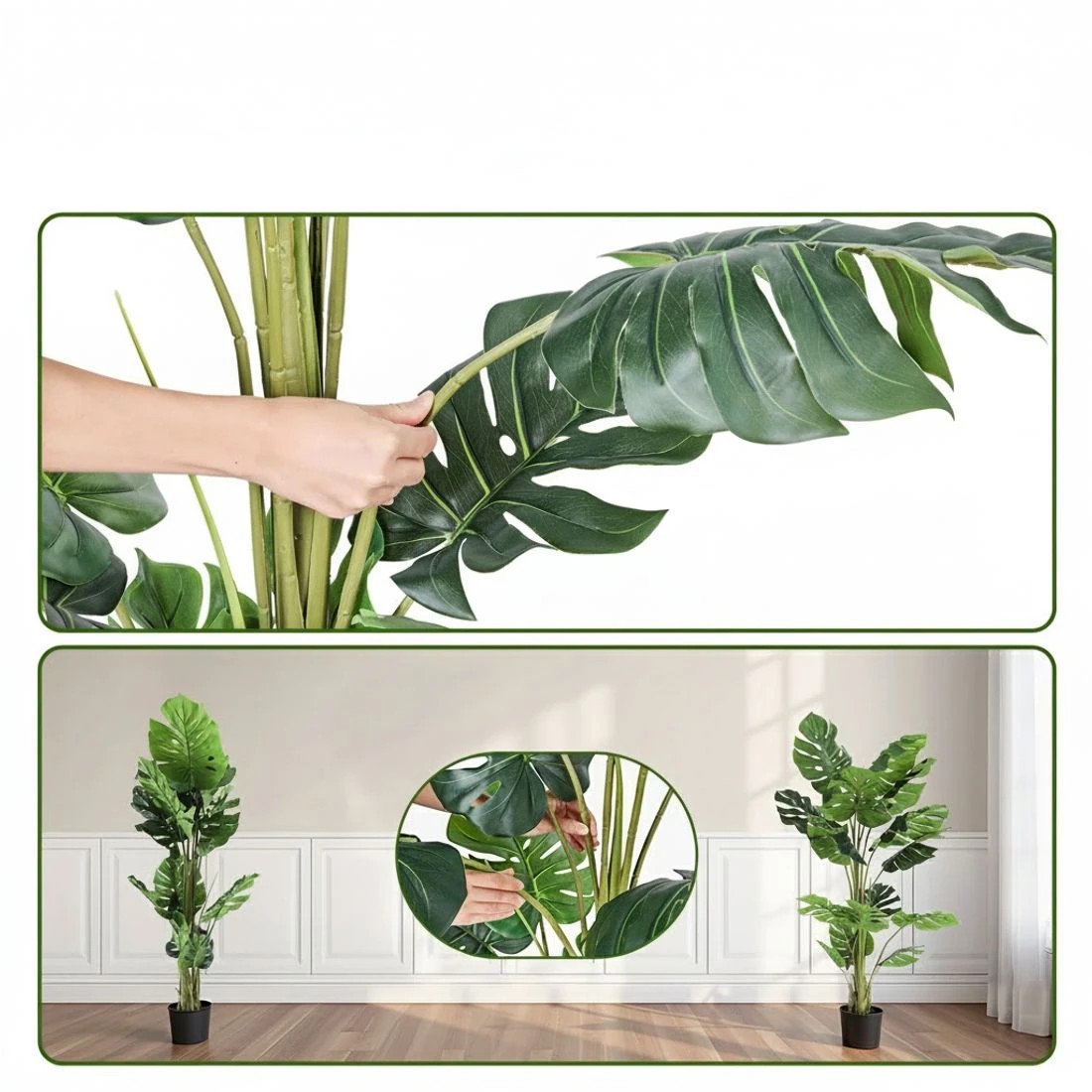 4 Artiss 140cm Artificial Monstera Tree Faux Trees Indoor Decor Artificial Plants Lifelike Plant 1.4M - Green, 4 of 9