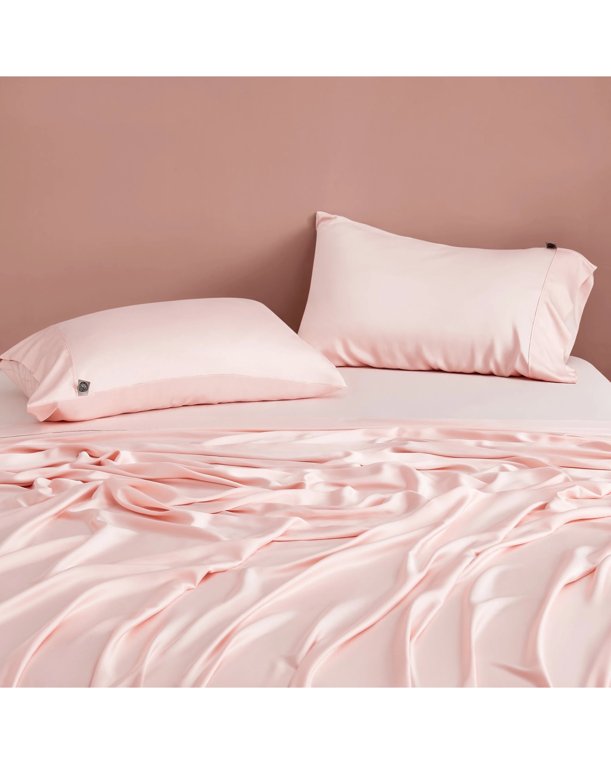 1 Natural Home 400TC 100% Bamboo Sateen Standard Pillowcase Twin Pack - Blush Pink, 1 of 5