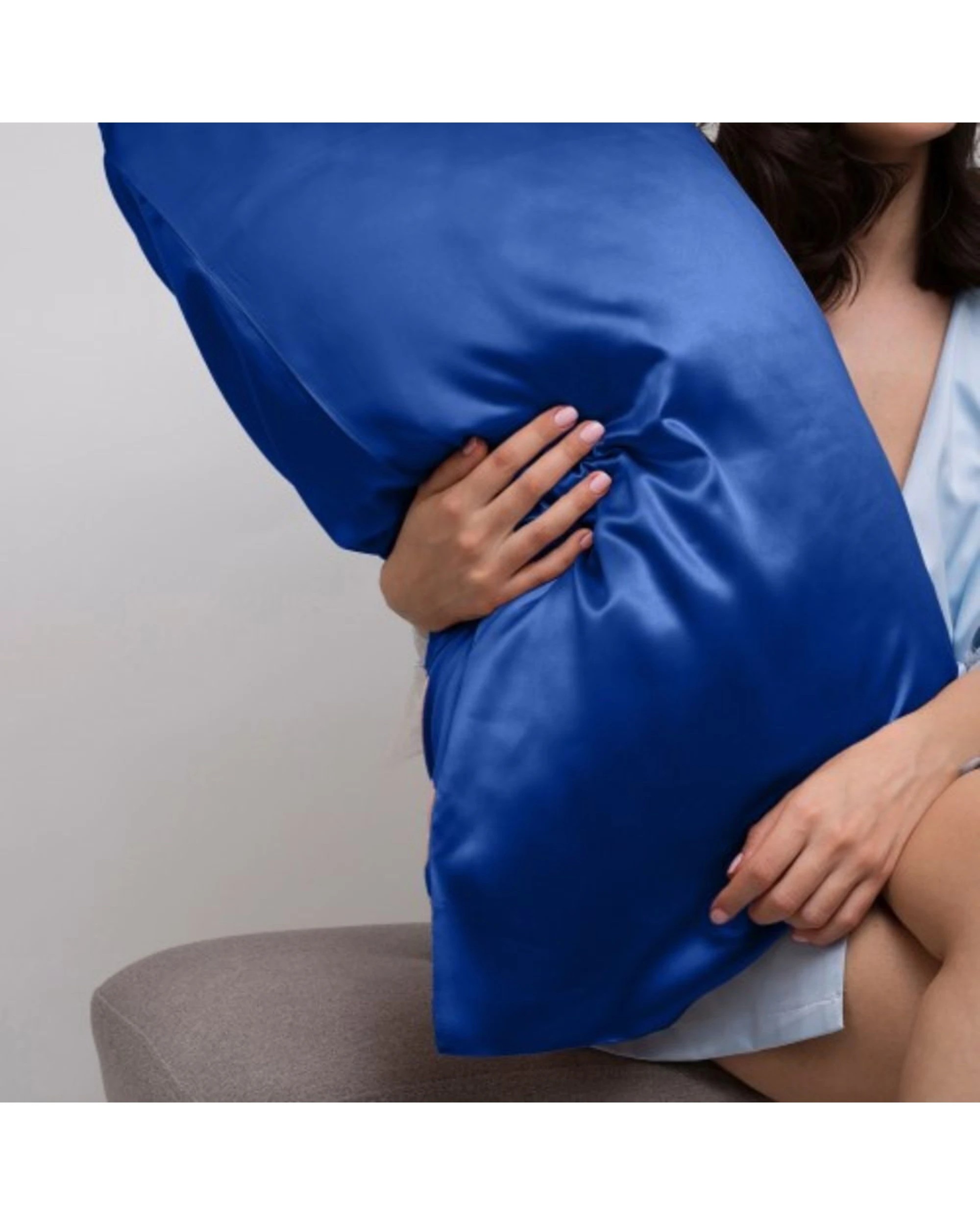 4 Casa Decor 2PK Luxury Satin Pillowcases Twin Pack 51x76cm Polyester Satin - Blue, 4 of 7