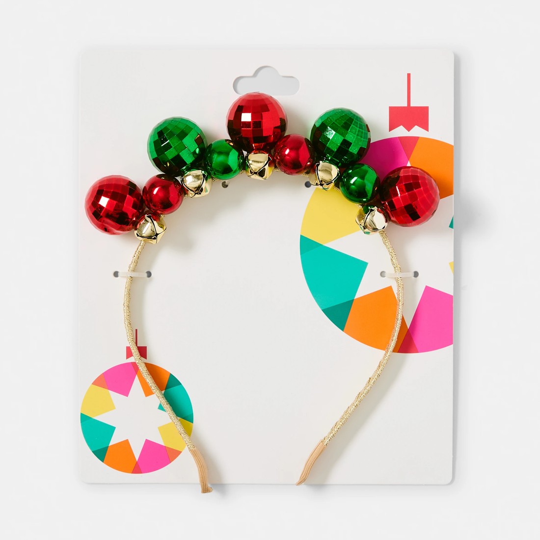 5 Christmas Disco Bauble Headband - Red, Green and Gold Tone, 5 of 5