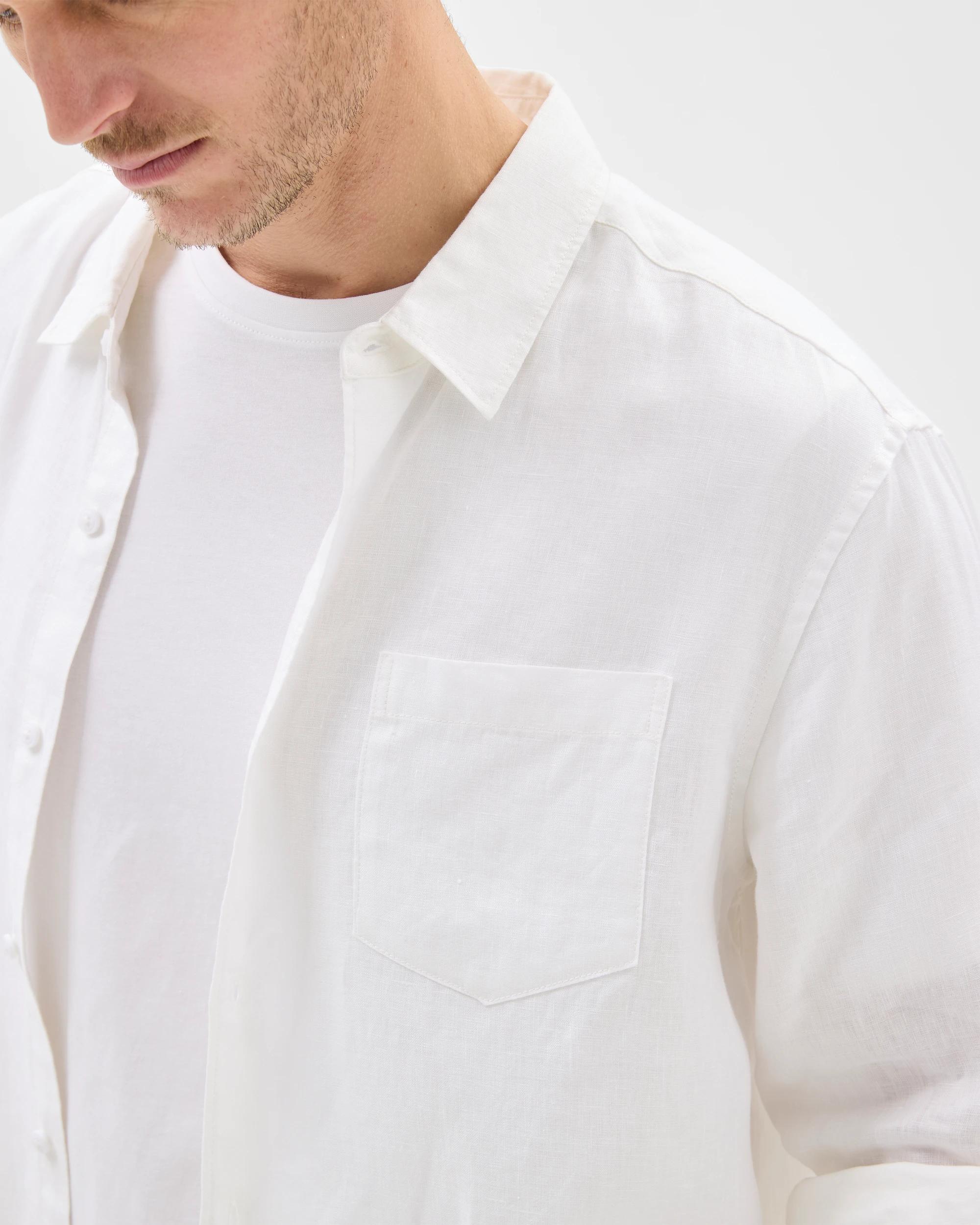 5 Target European Linen Long Sleeve Shirt WHITE, 5 of 6