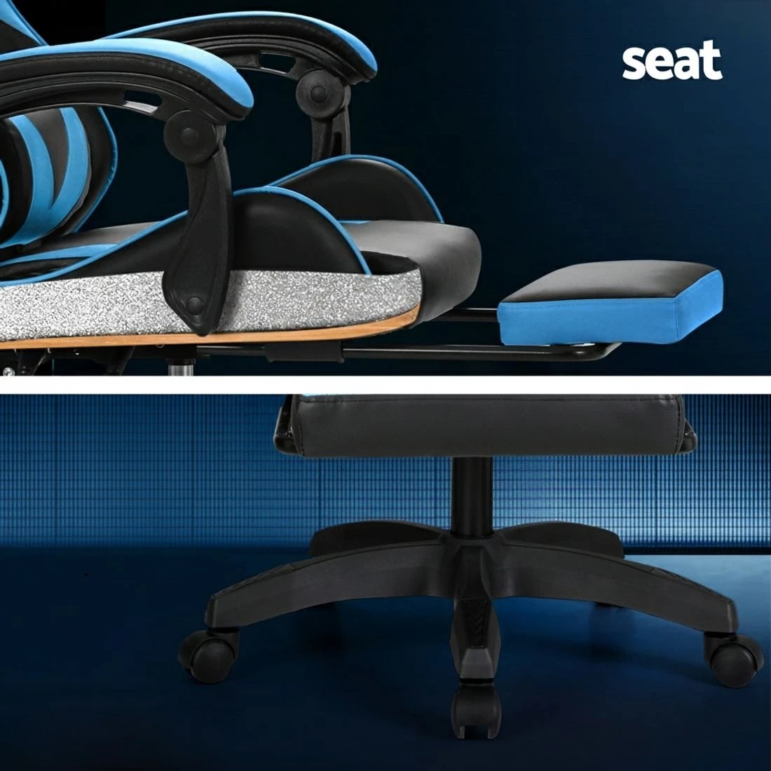 6 Artiss 6 Point Massage Gaming Office Chair 7 LED Footrest - Multi, 6 of 6