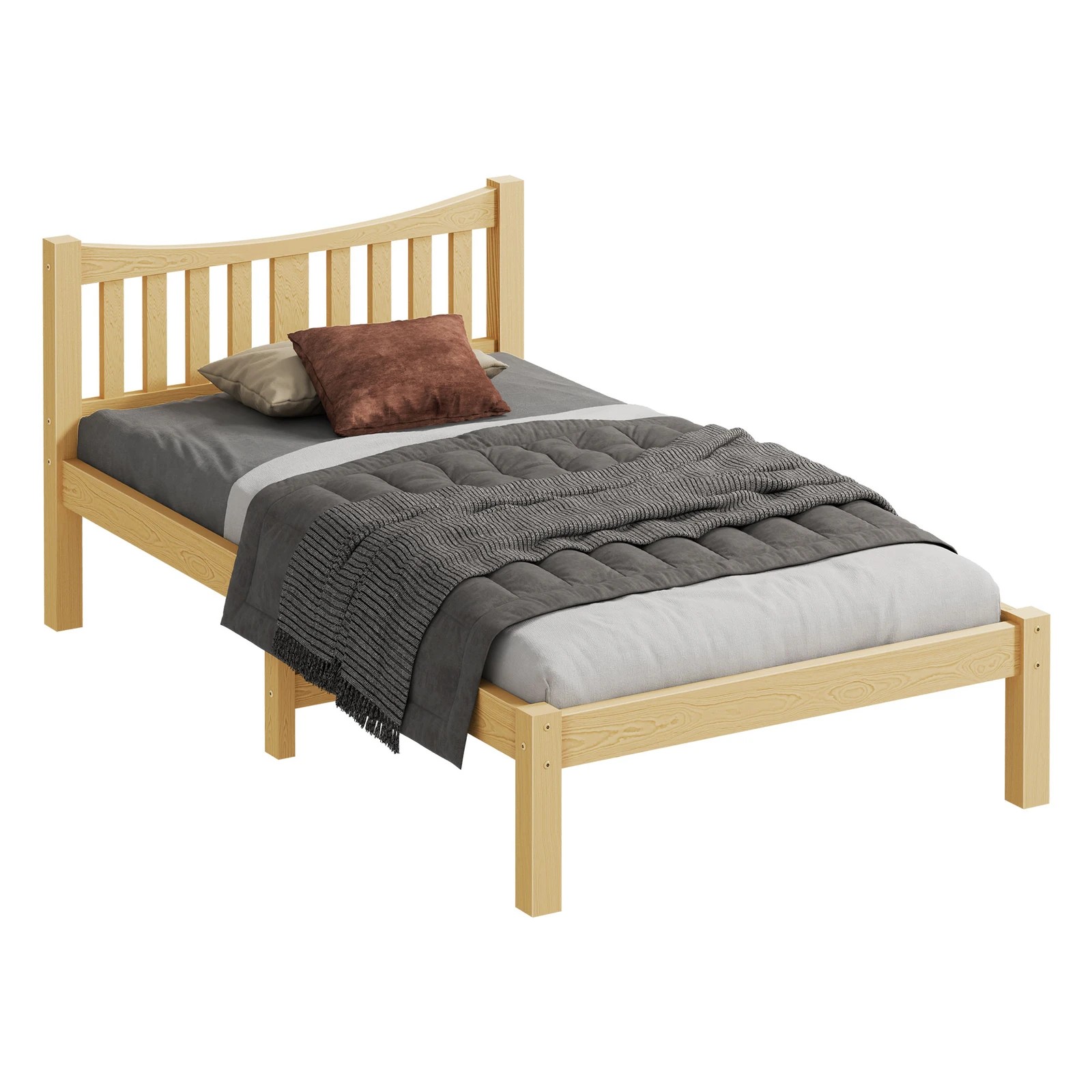 1 Alfordson Bed Frame Wooden King Single Solid Pine Timber Base Cambrie - Natural, 1 of 10