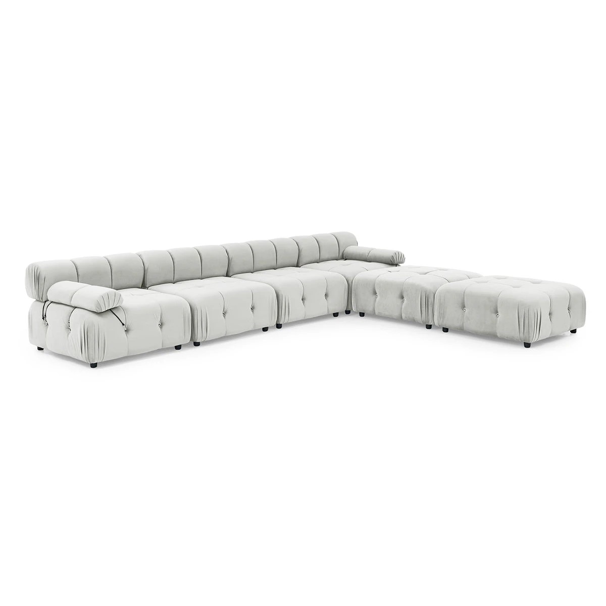7 Foret 1pc Sofa Ottoman Modular Sectional Armless Tufted Velvet Couch Beige, 7 of 9