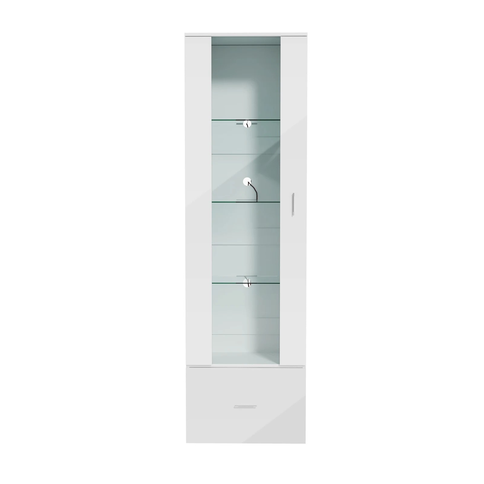 7 Oikiture Display Cabinet Buffet Sideboard LED Light Cupboard- White, 7 of 10