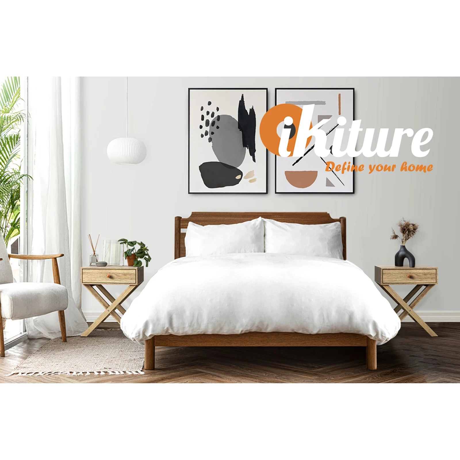 6 Oikiture Bedside Table Drawer Nightstand Storage Cabinet Side End Table
 - Natural, 6 of 10