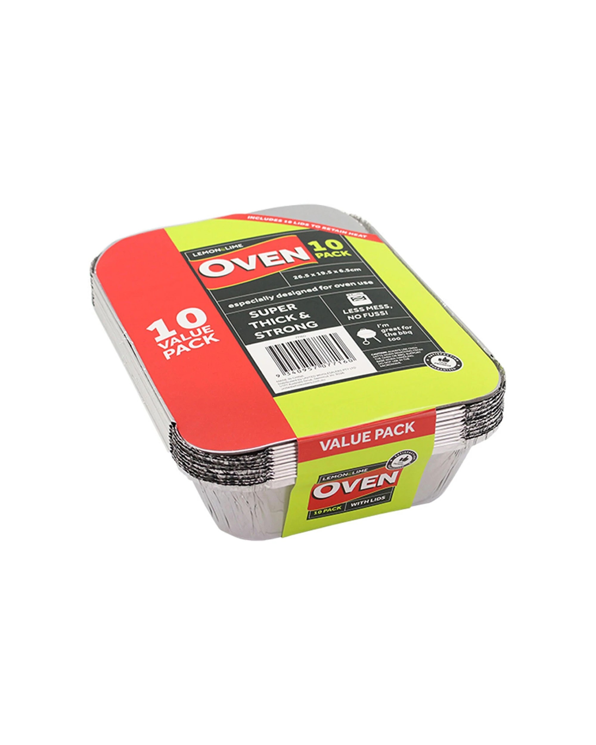 1 10pk Lemon & Lime Disposable Bbq Foil Container Dish/food Tray Baking W/ Lid
 - Silver, 1 of 3