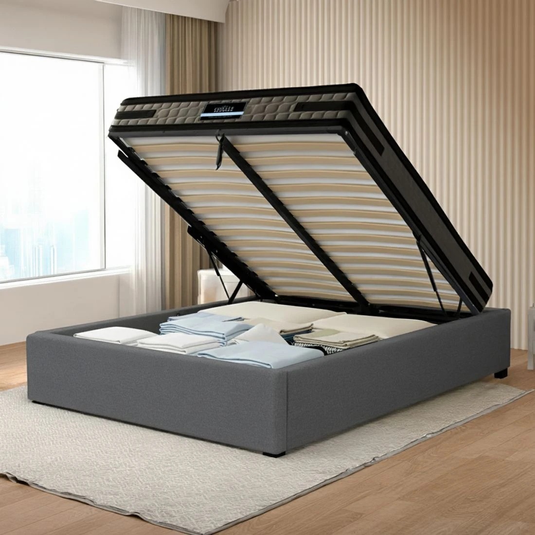 6 Artiss Bed Frame with 36cm Giselle Mattress Set King Single Gas Lift Base - Multi, 6 of 10