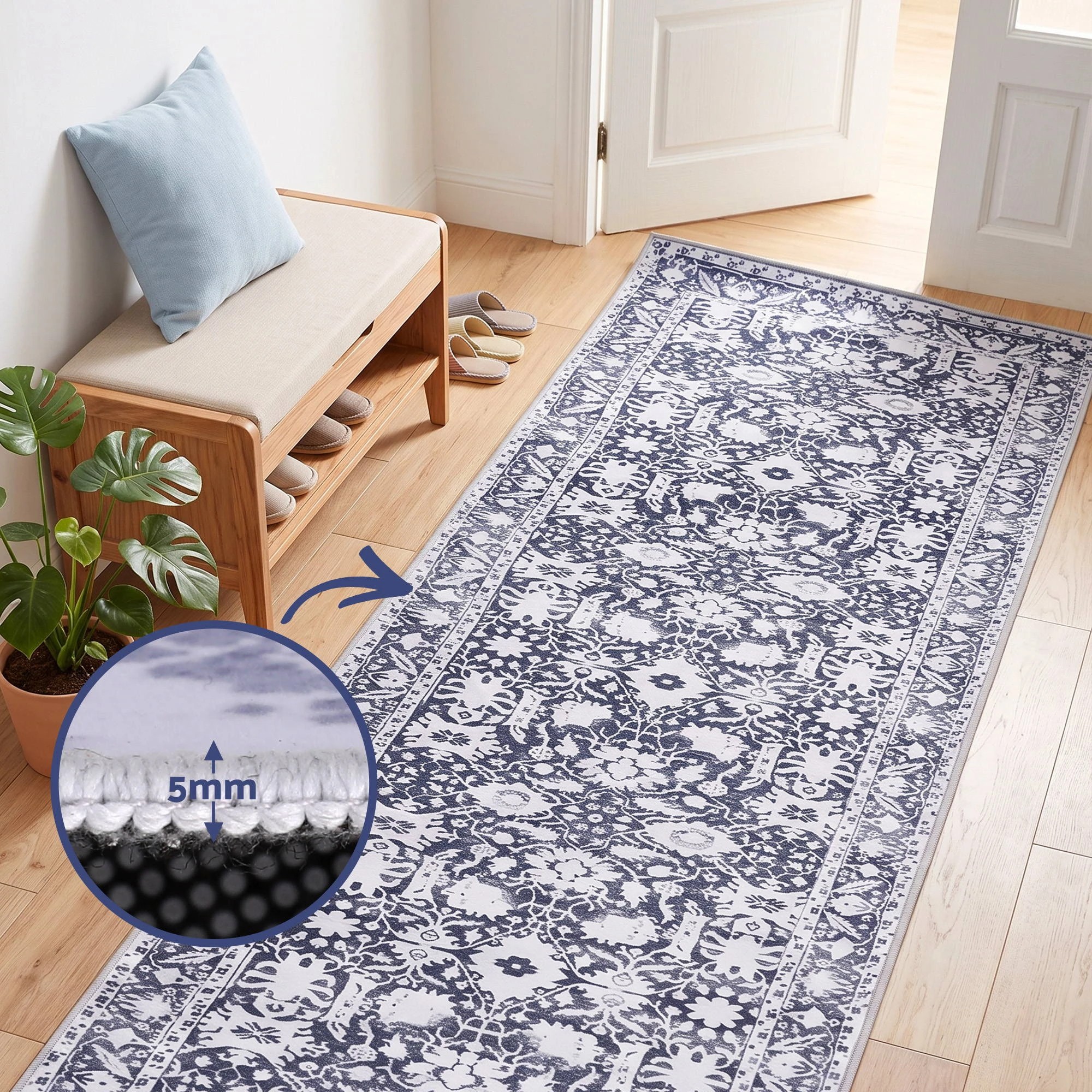 7 Artiss 60 x 180 cm Hallway Runner Rug Non-Slip Washable Water-repellent - Grey, 7 of 9