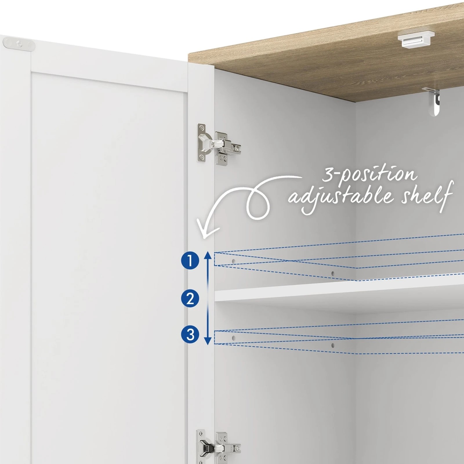 7 Alfordson Buffet Sideboard Cupboard Storage Cabinet Kitchen Hallway Doors White - White, 7 of 10