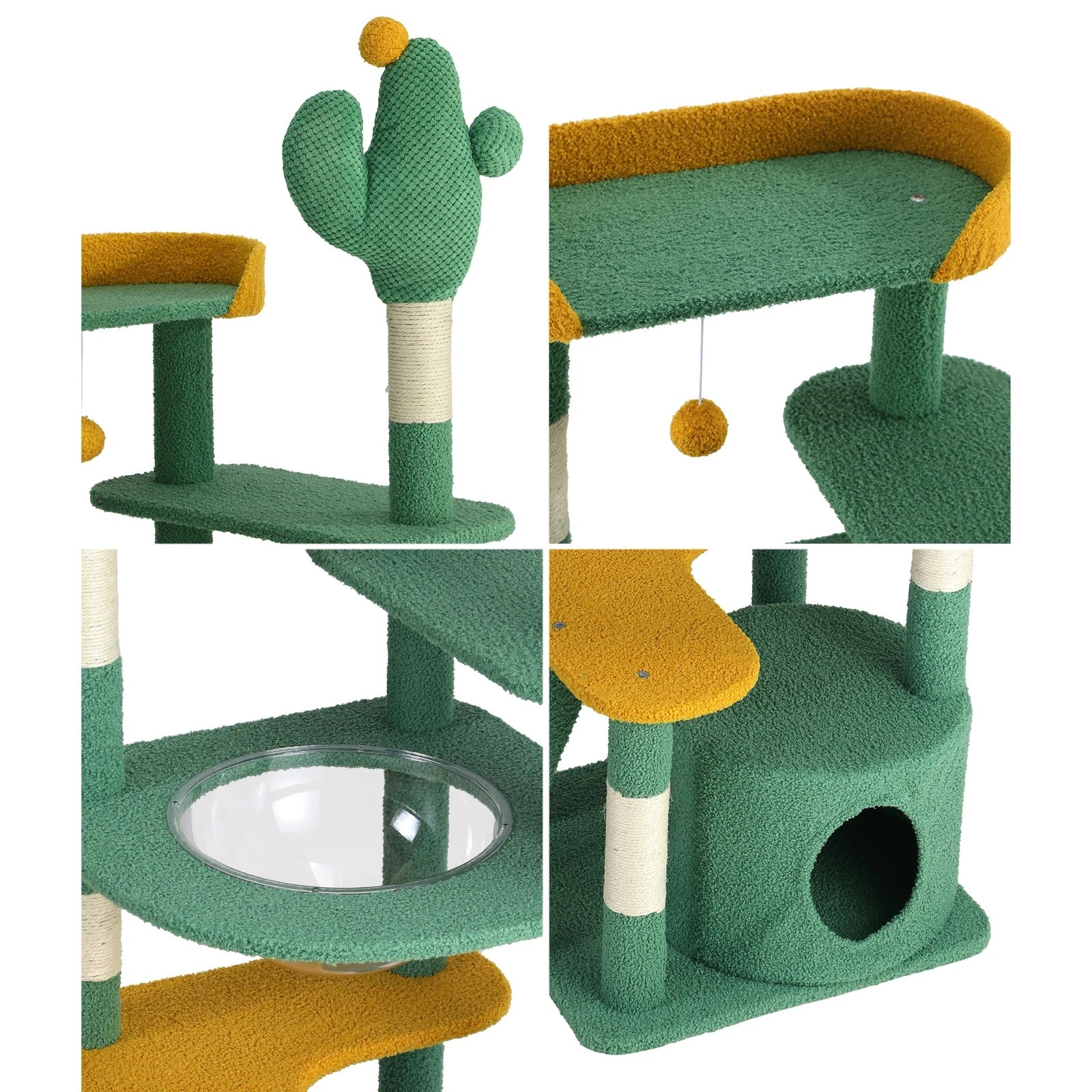 4 Alopet Cat Tree Tower Scratching Post 144cm Pet Condo House Furniture Scratcher
 - Green, 4 of 9