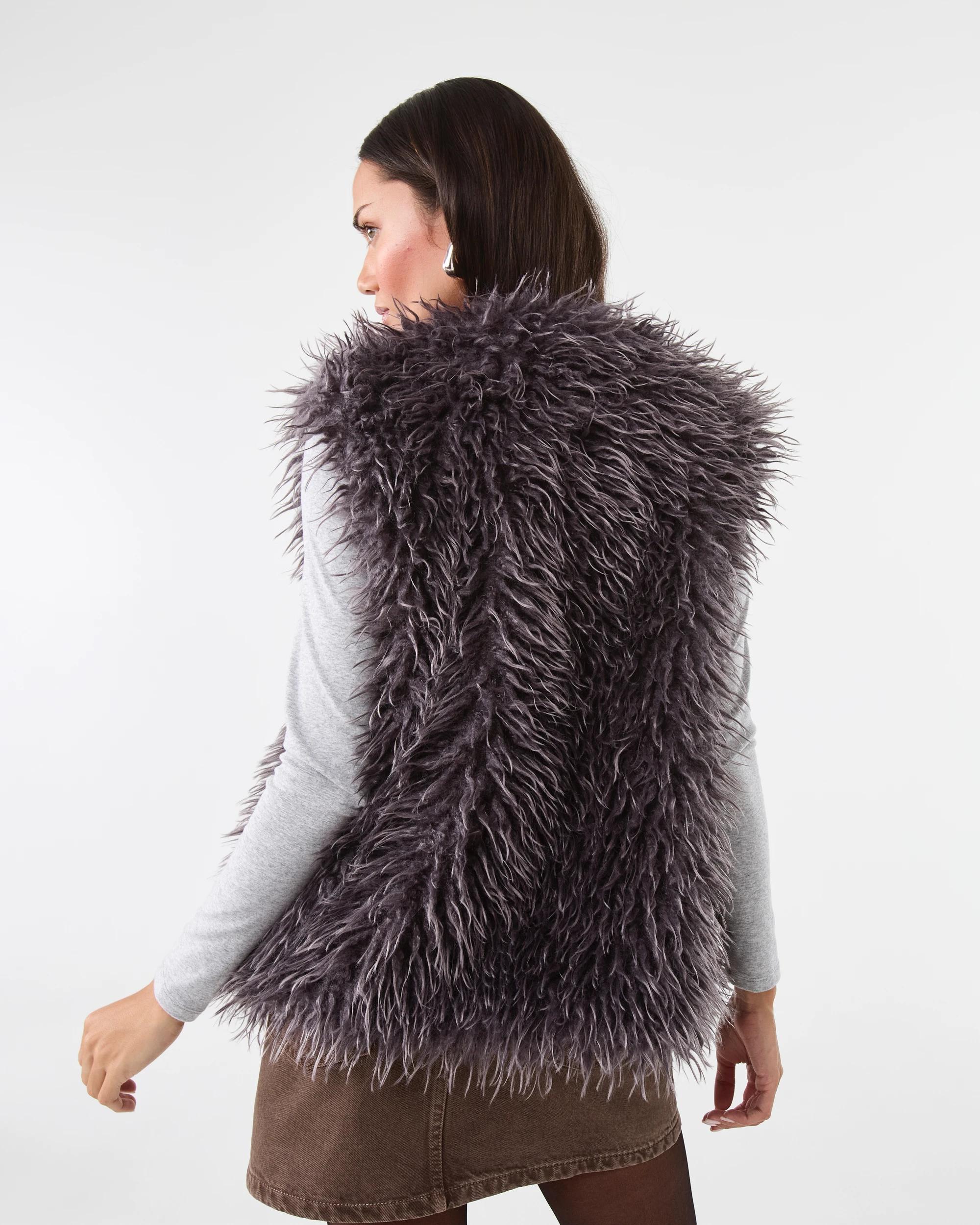 8 Faux Fur Vest Grey Fur, 8 of 9