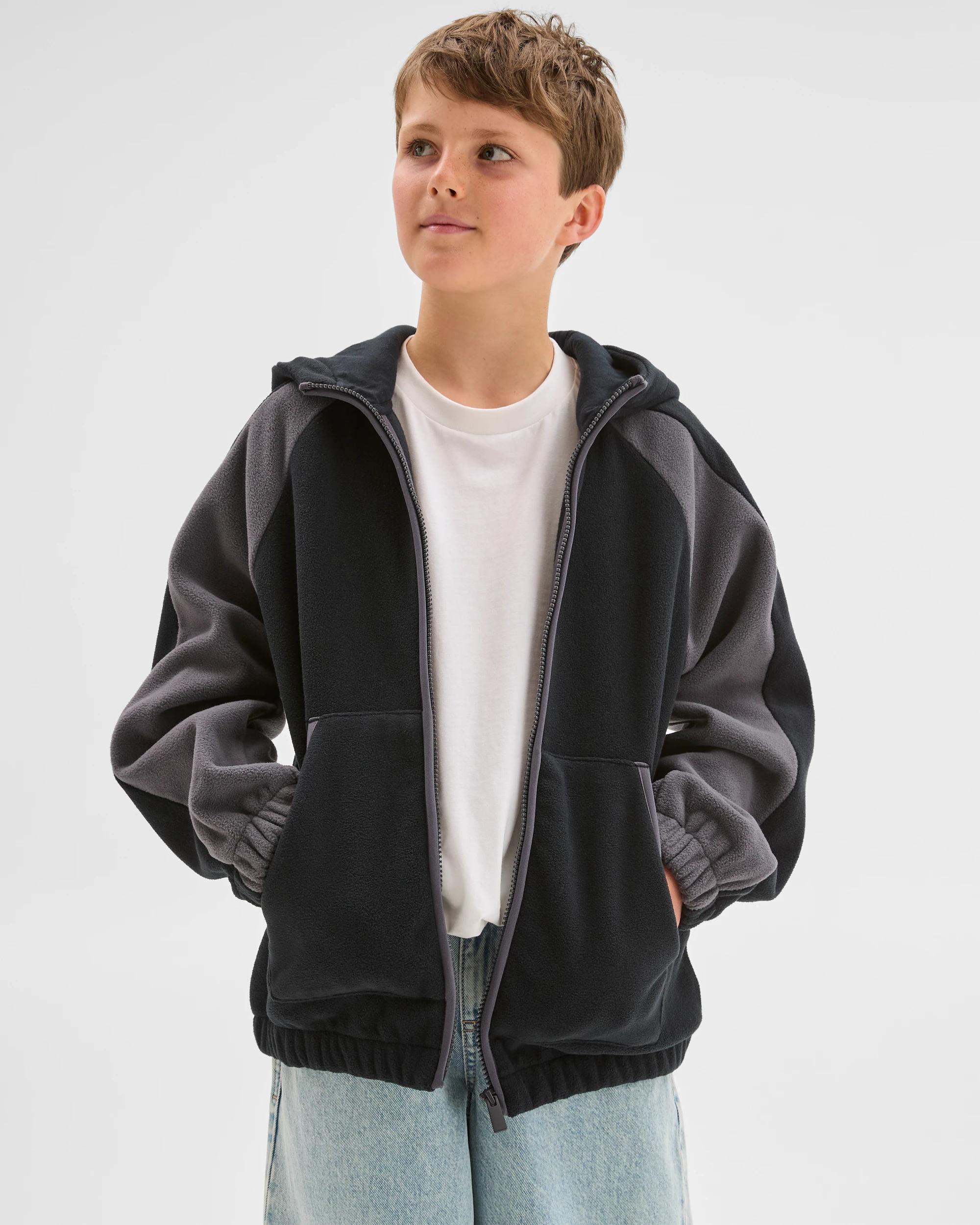 2 Target Kids Polar Fleece Zip Through Hoodie BLACK, 2 of 7
