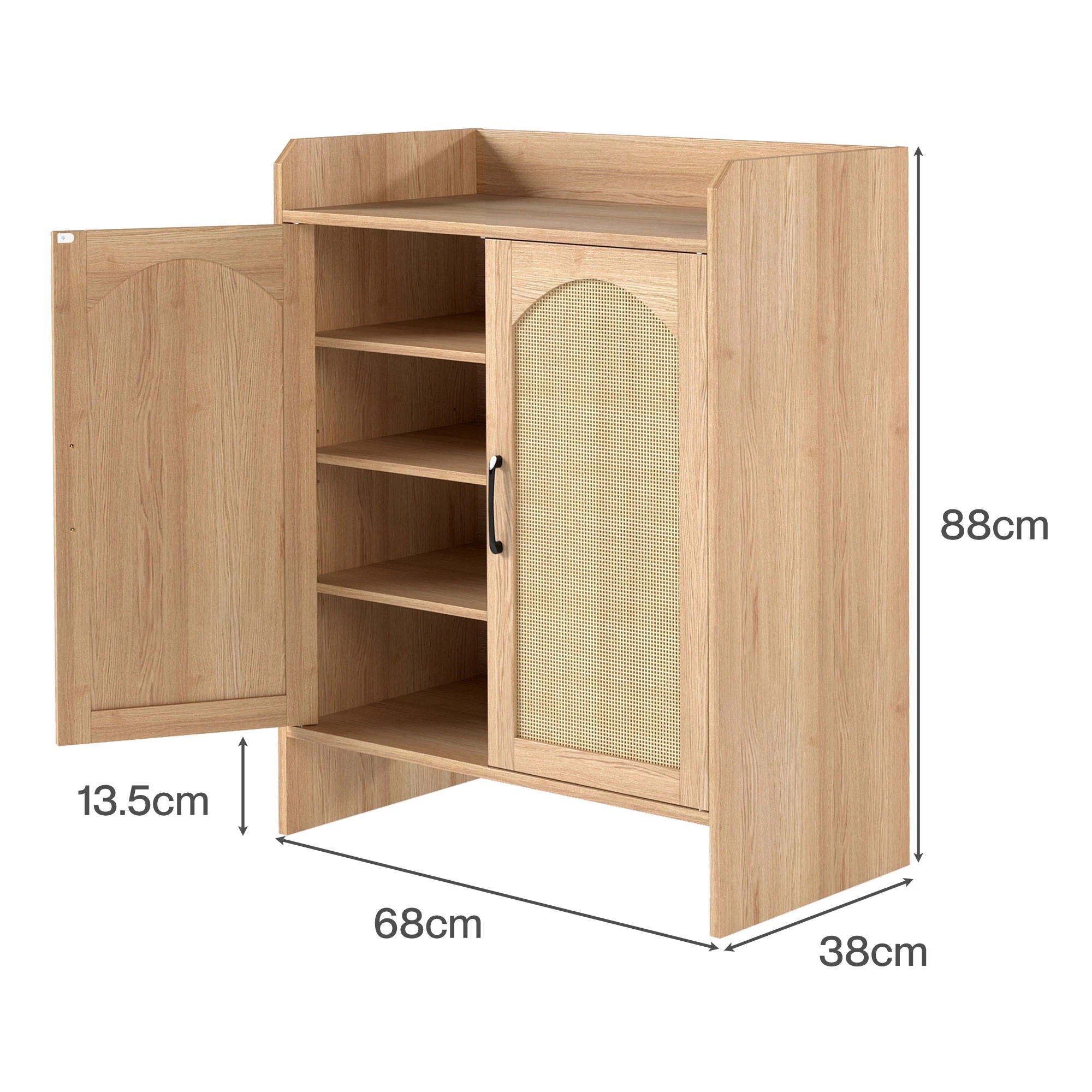 3 Levede 5-Layer Rattan Shoe CabinetsDouble Wooden Doors, 3 of 9