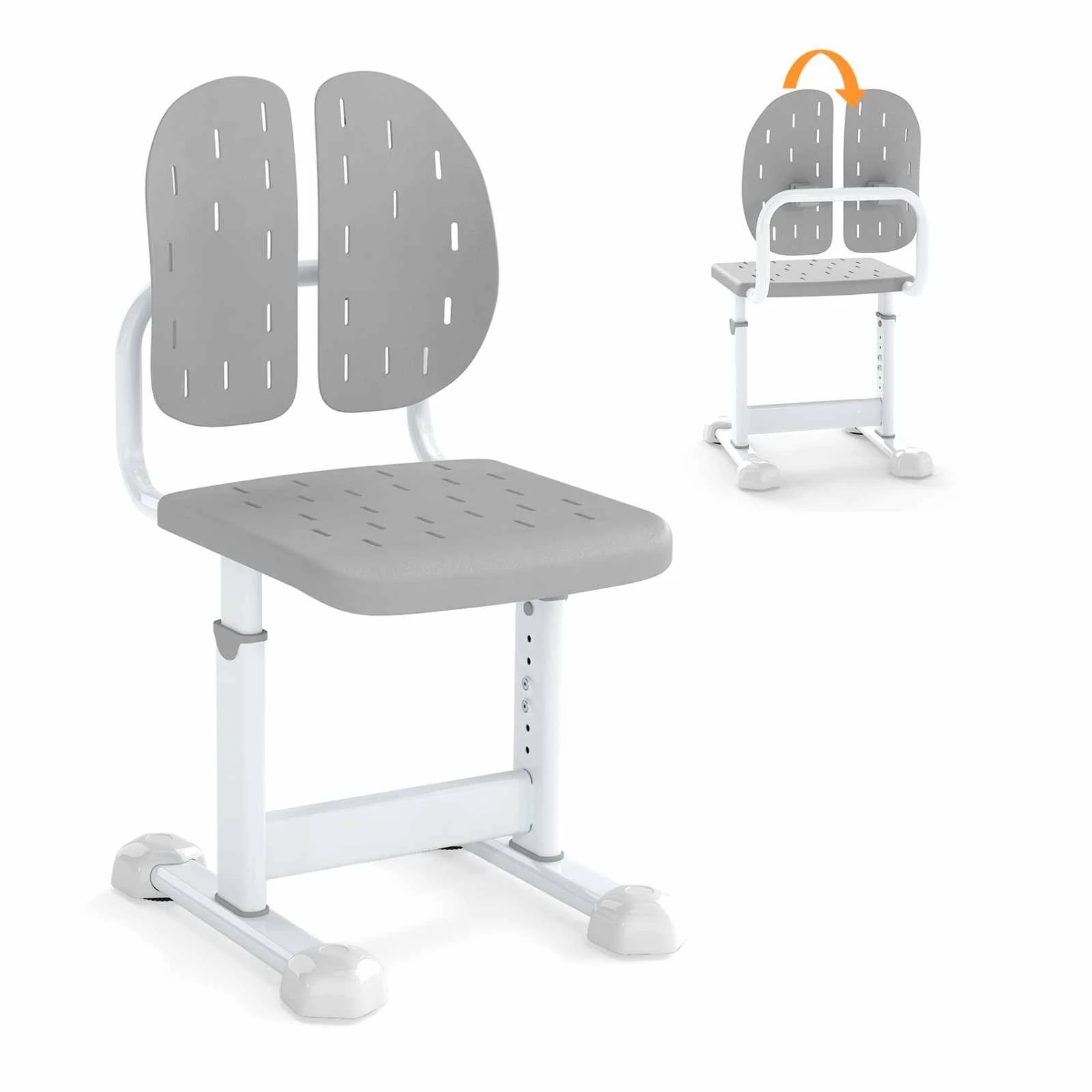 1 Costway Office Study Chair Adjustable Desk Chair Double Back - Grey, 1 of 1