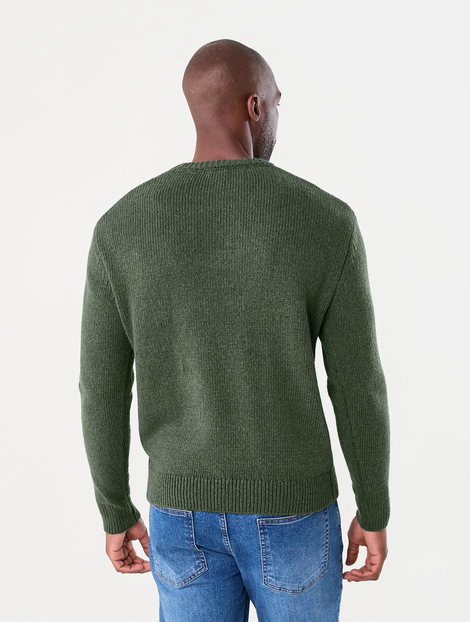 3 Twisted Yarn Crew Knit Jumper Grn Green, 3 of 7