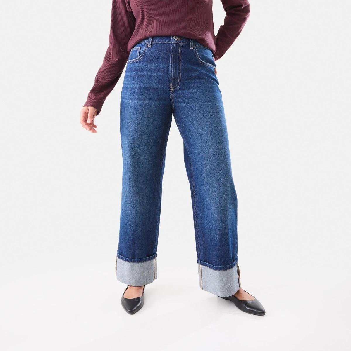 1 Cuffed Hem Jeans Dark Wash, 1 of 7