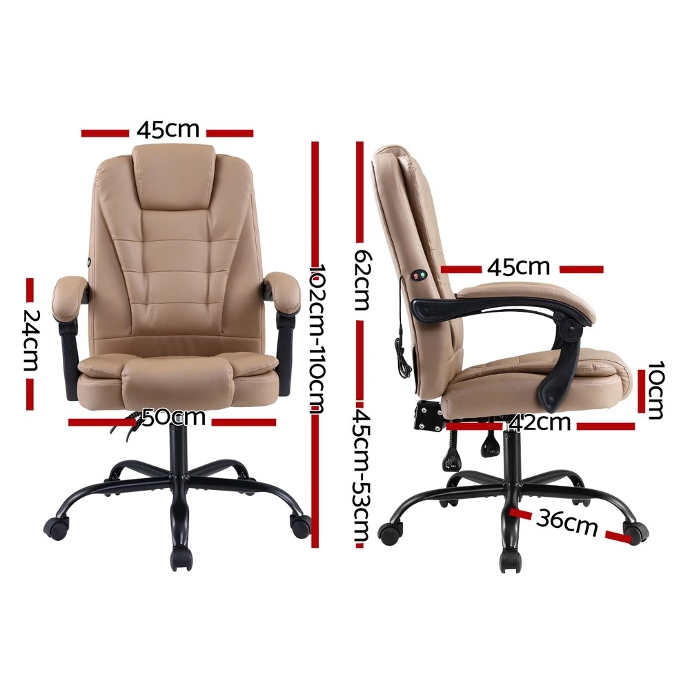 2 Artiss Massage Office Chair Executive Computer Gaming Chairs  PU Leather Espresso - Brown, 2 of 6