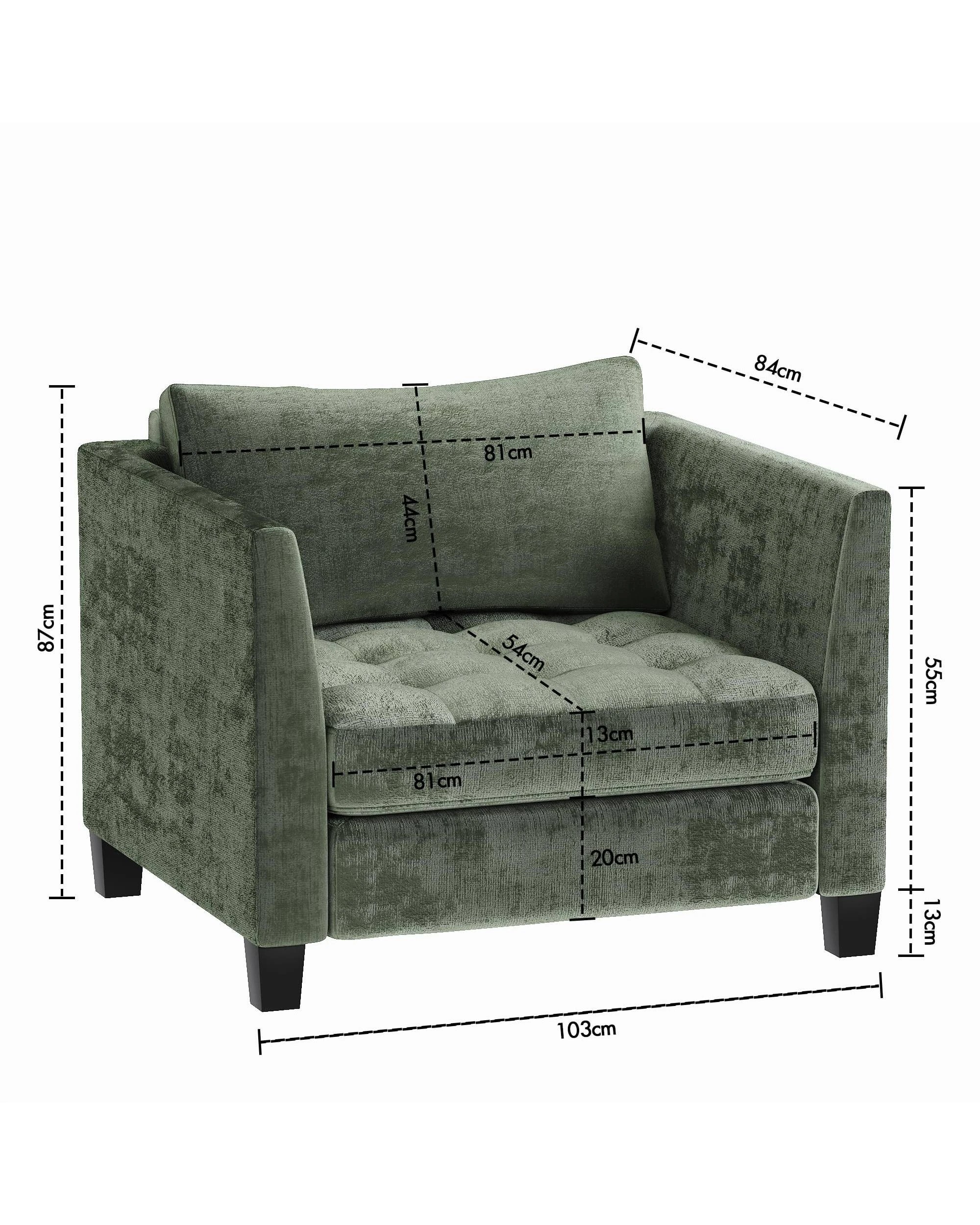 3 Advwin 1 Seater Sofa Chenille Fabric Armchair Couch Modern Comfy Lounge, 3 of 5