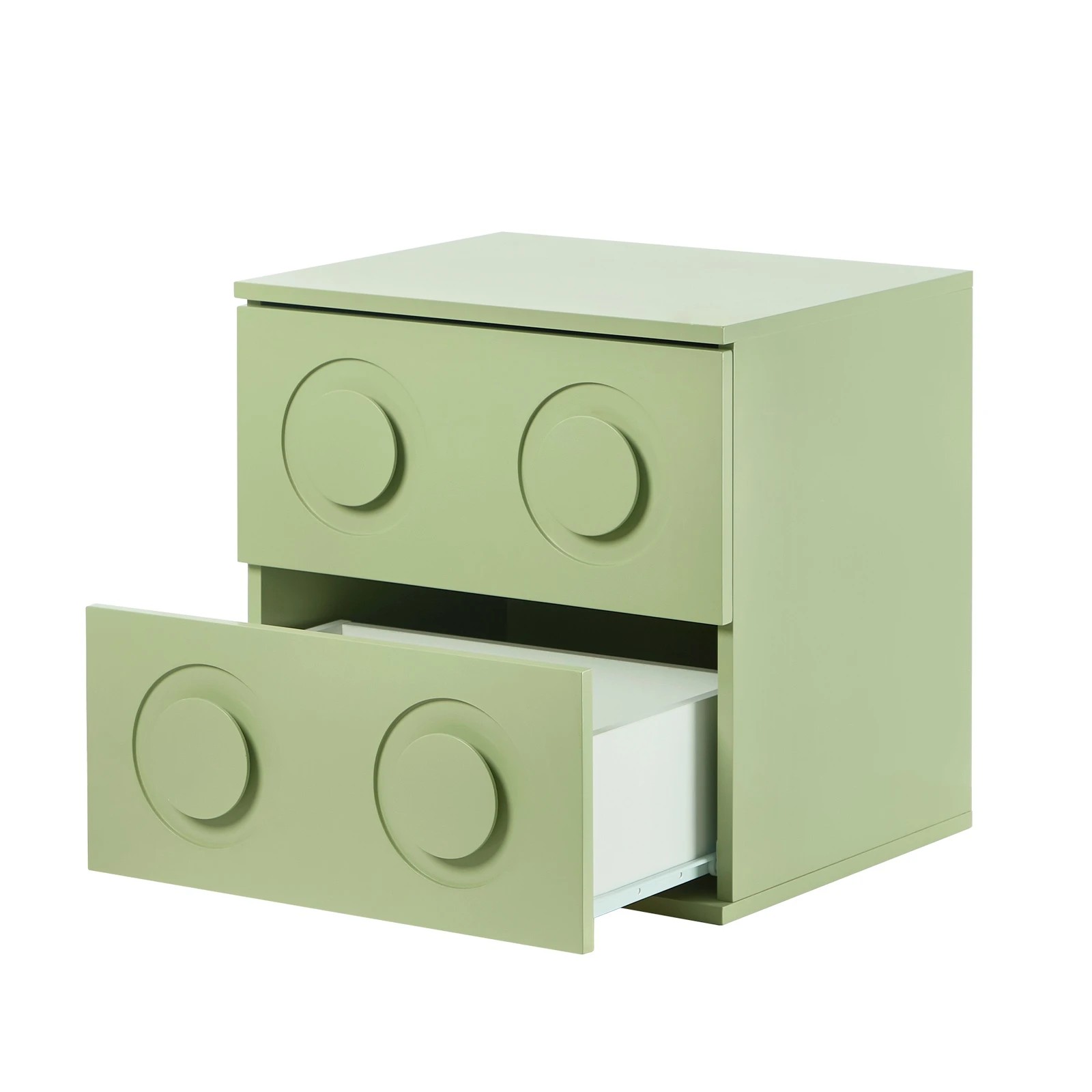 8 Oikiture 2x Bedside Table 2 Drawers Nightstand Side Storage Cabinet - Green, 8 of 9