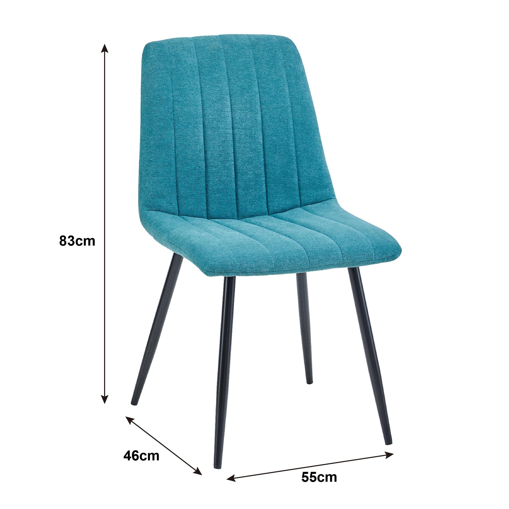 5 Foret Peacock Blue Velvet Upholstered Dining Chairs Black Metal Legs Set Of 4, 5 of 10