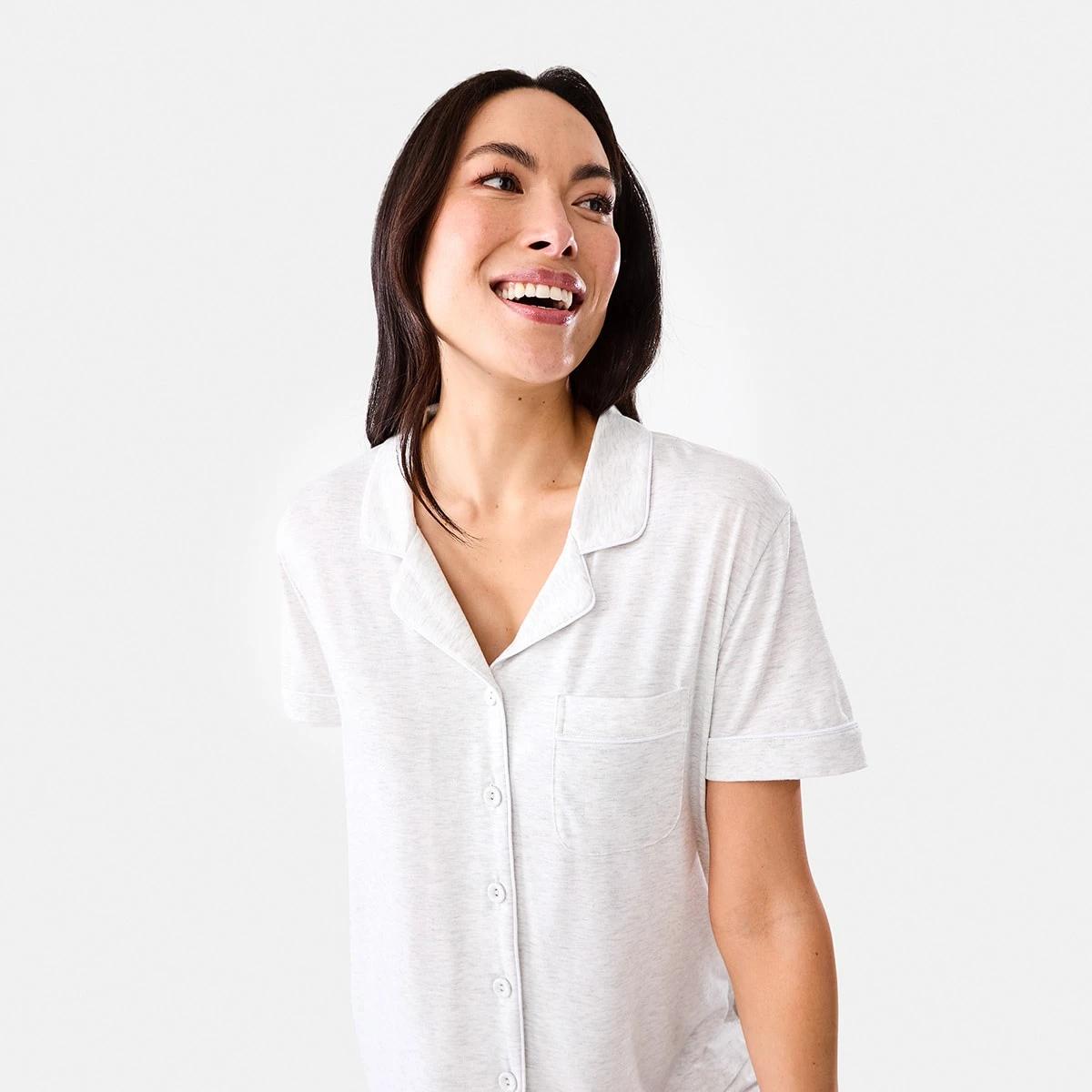 4 Short Sleeve Top and Shorts Comfort Pyjama Set SILVER MARLE, 4 of 8
