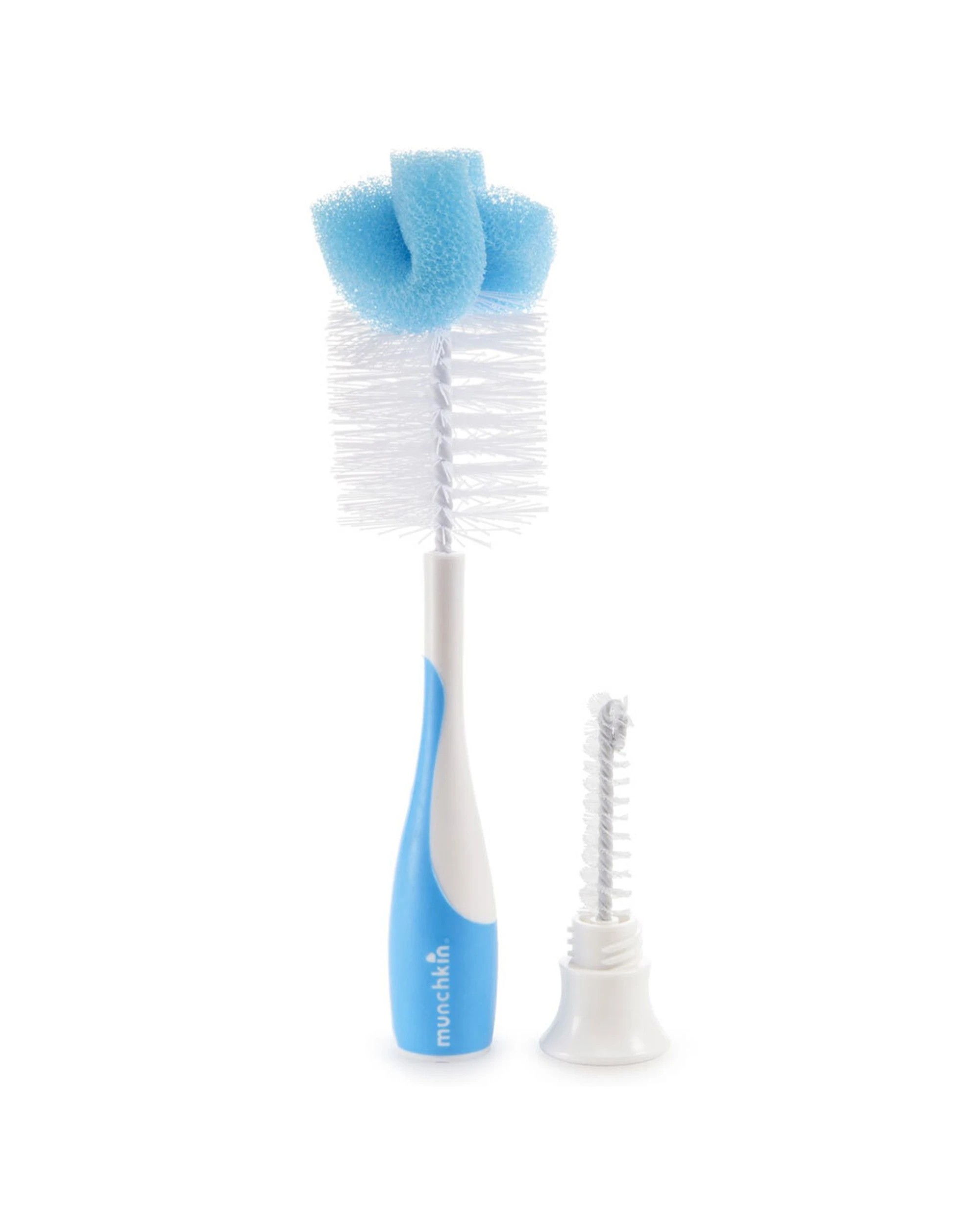 1 Munchkin Sponge Bottle Brush 2-In-1 Nipple Brush Upright Dishwasher Safe - Assorted, 1 of 4