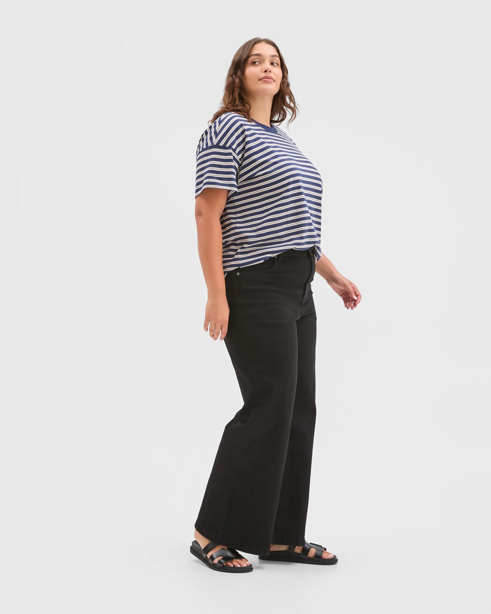 3 Target Curve Plus Size Denim Wide Leg Full Length Jeans BLACK, 3 of 6