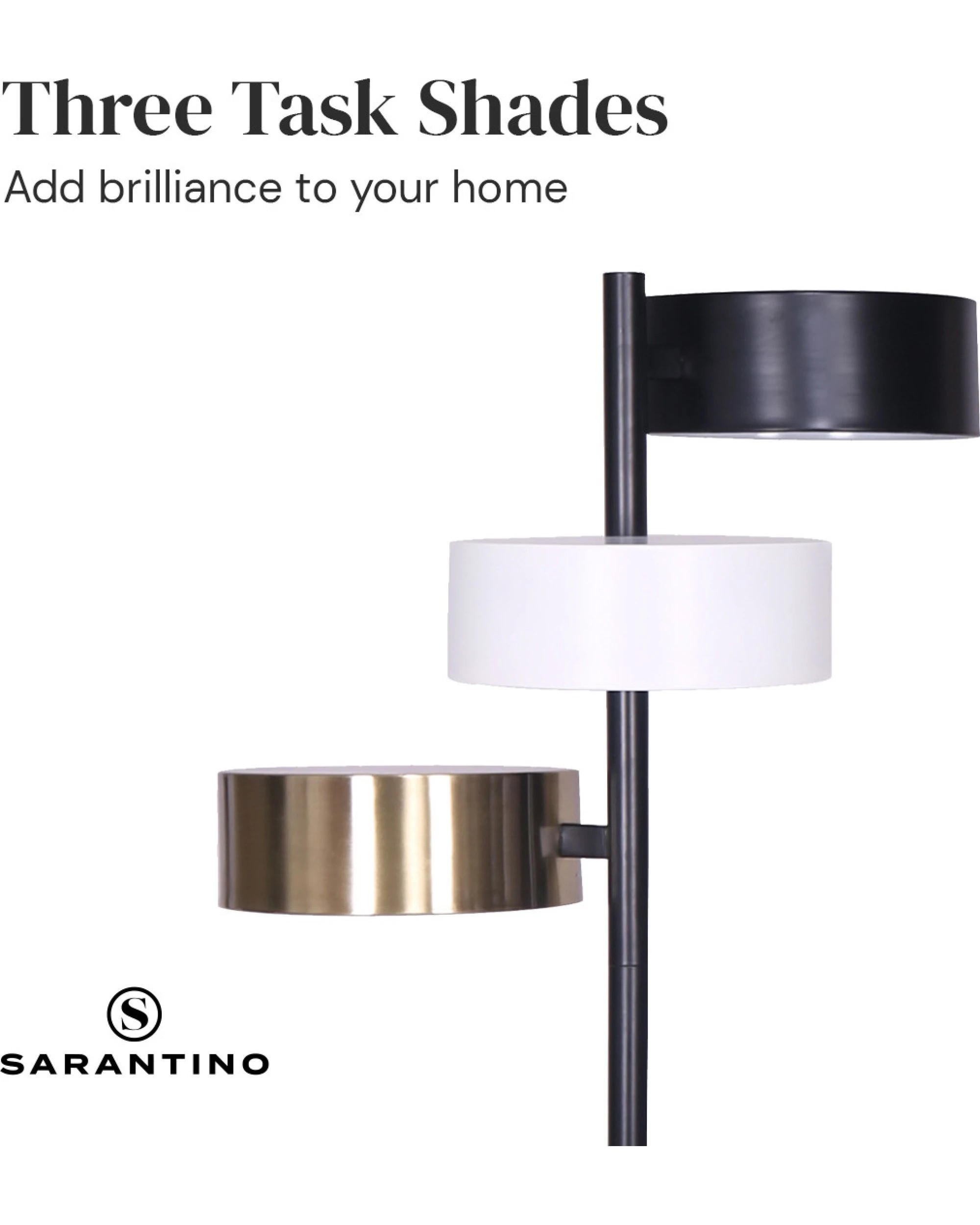 2 Sarantino Metal Floor Lamp with 3 Swirl Shades, 2 of 9