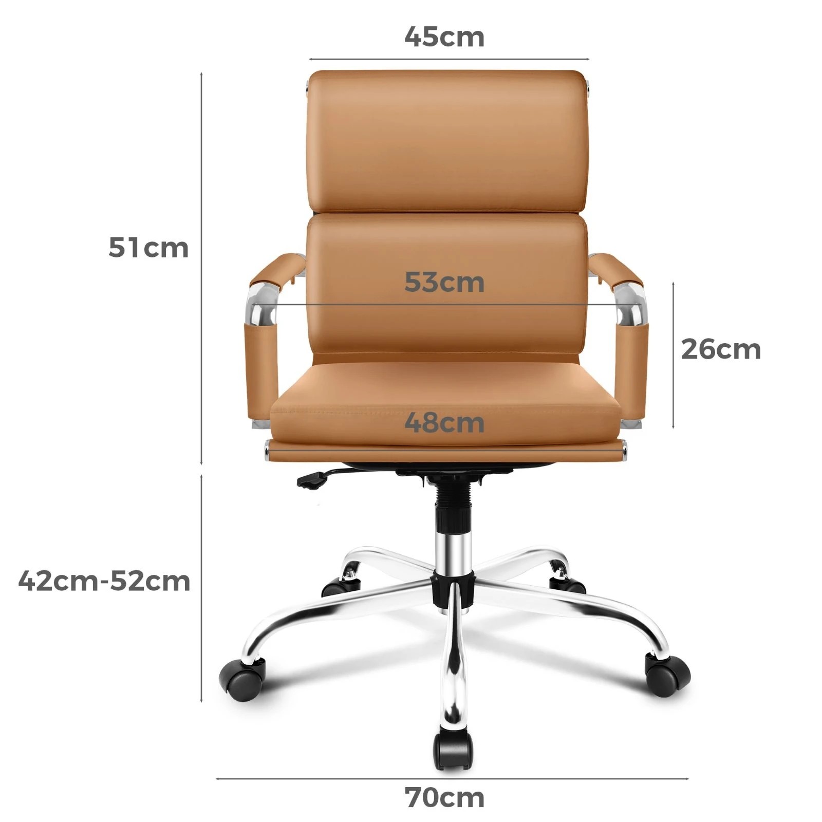 3 Alfordson Office Chair Ergonomic Paddings Executive Computer Seat Mid Back - Brown, 3 of 10