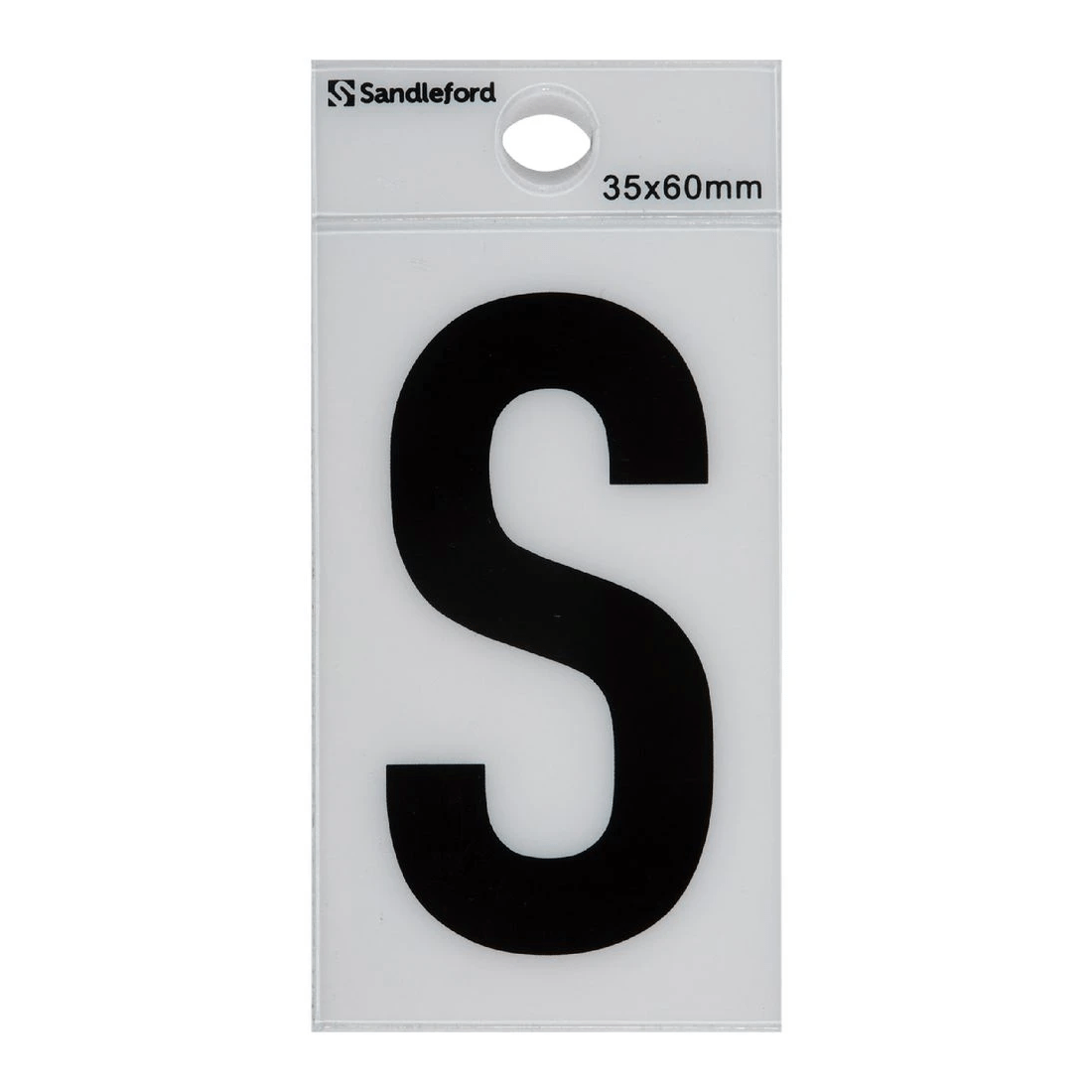 1 Sandleford S Self-adhesive Letter White 60 x 35mm, 1 of 1