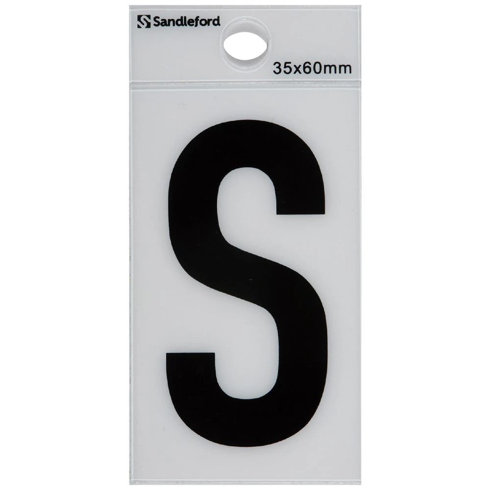 1 Sandleford S Self-adhesive Letter White 60 x 35mm, 1 of 1