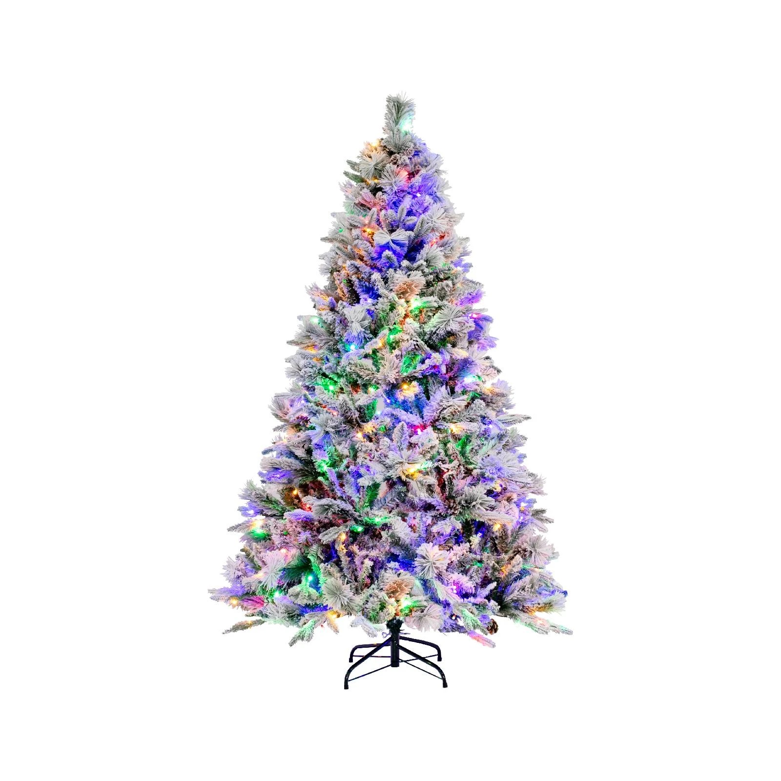 3 Costway 1.8M Pre-Lit Snow Flocked Christmas Tree w/8 Lighting Modes Xmas Decor, 3 of 3