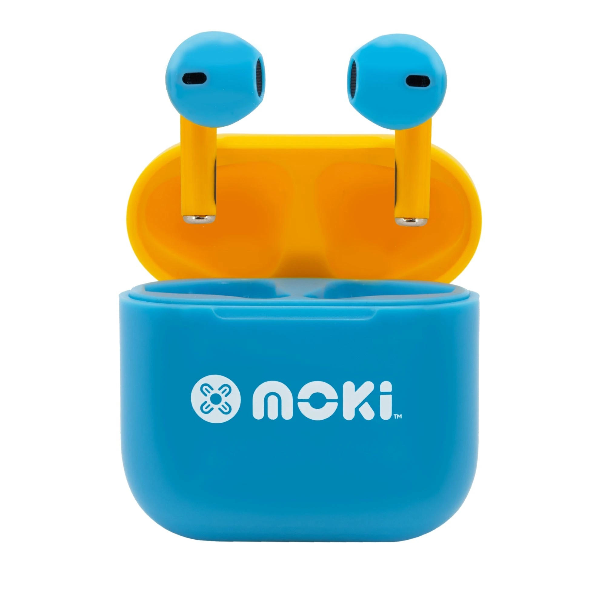 2 MokiPods Mini TWS Earphones for Kids, Volume Limited 85 dB - Blue/Yellow - Multi, 2 of 4