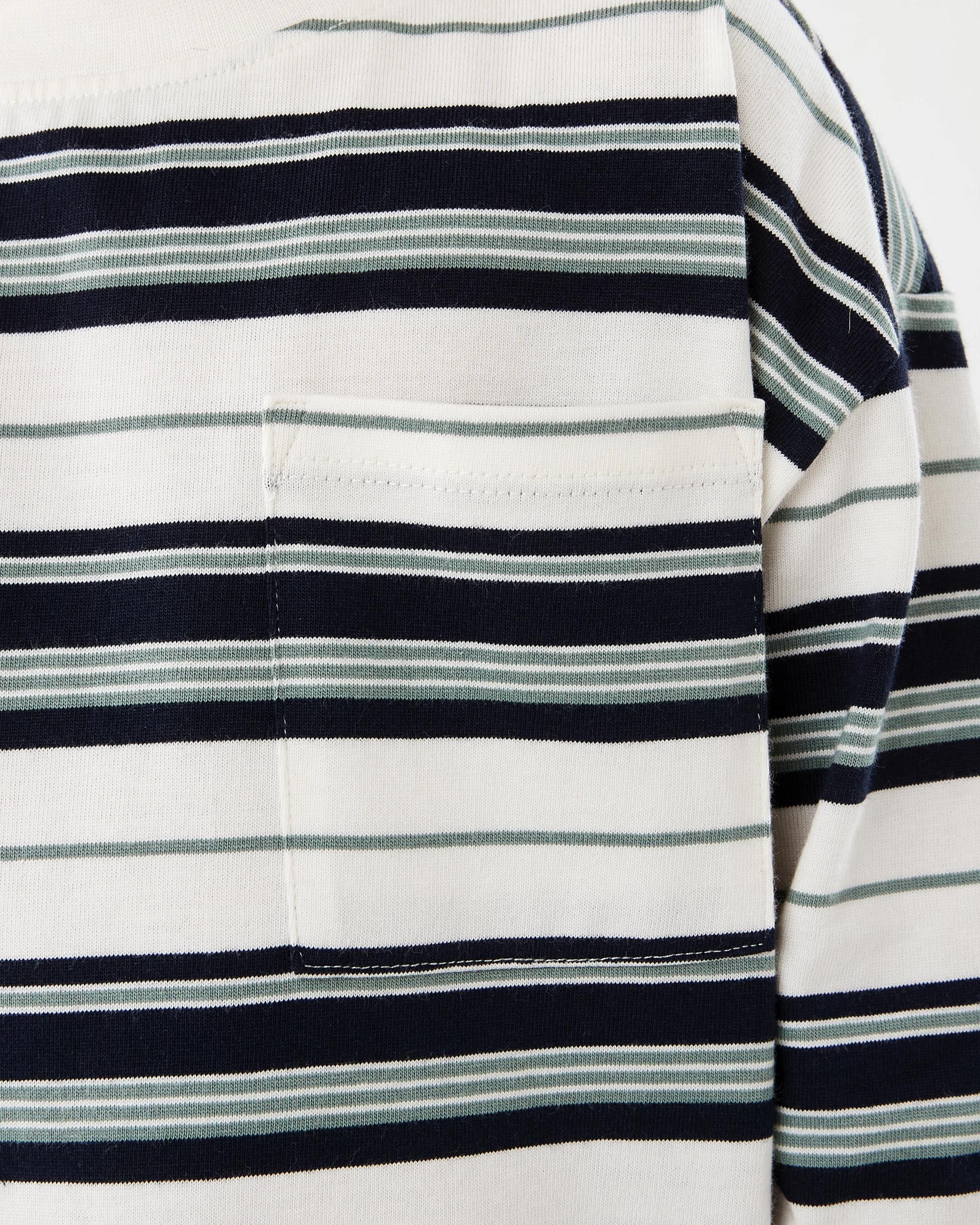 5 Long Sleeve Stripe T-shirt with Pocket Wht Stripe, 5 of 8