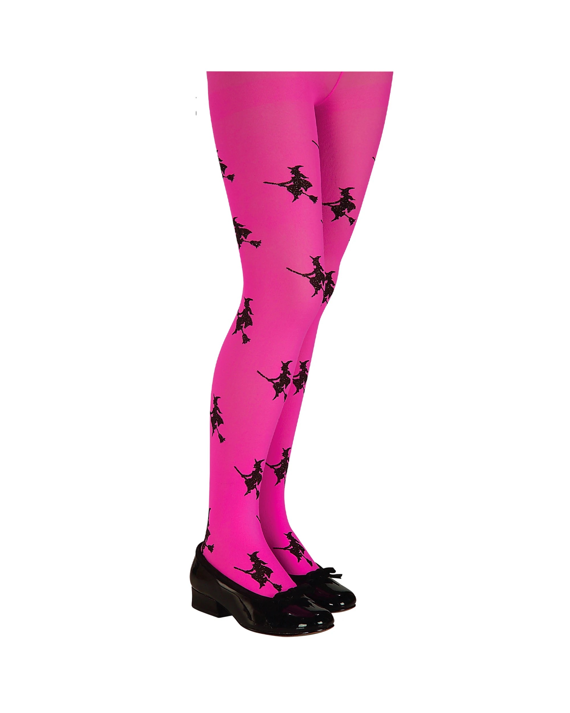 1 Rubies Kids Bright Glitter Witch Tights - One Size - Pink, 1 of 2