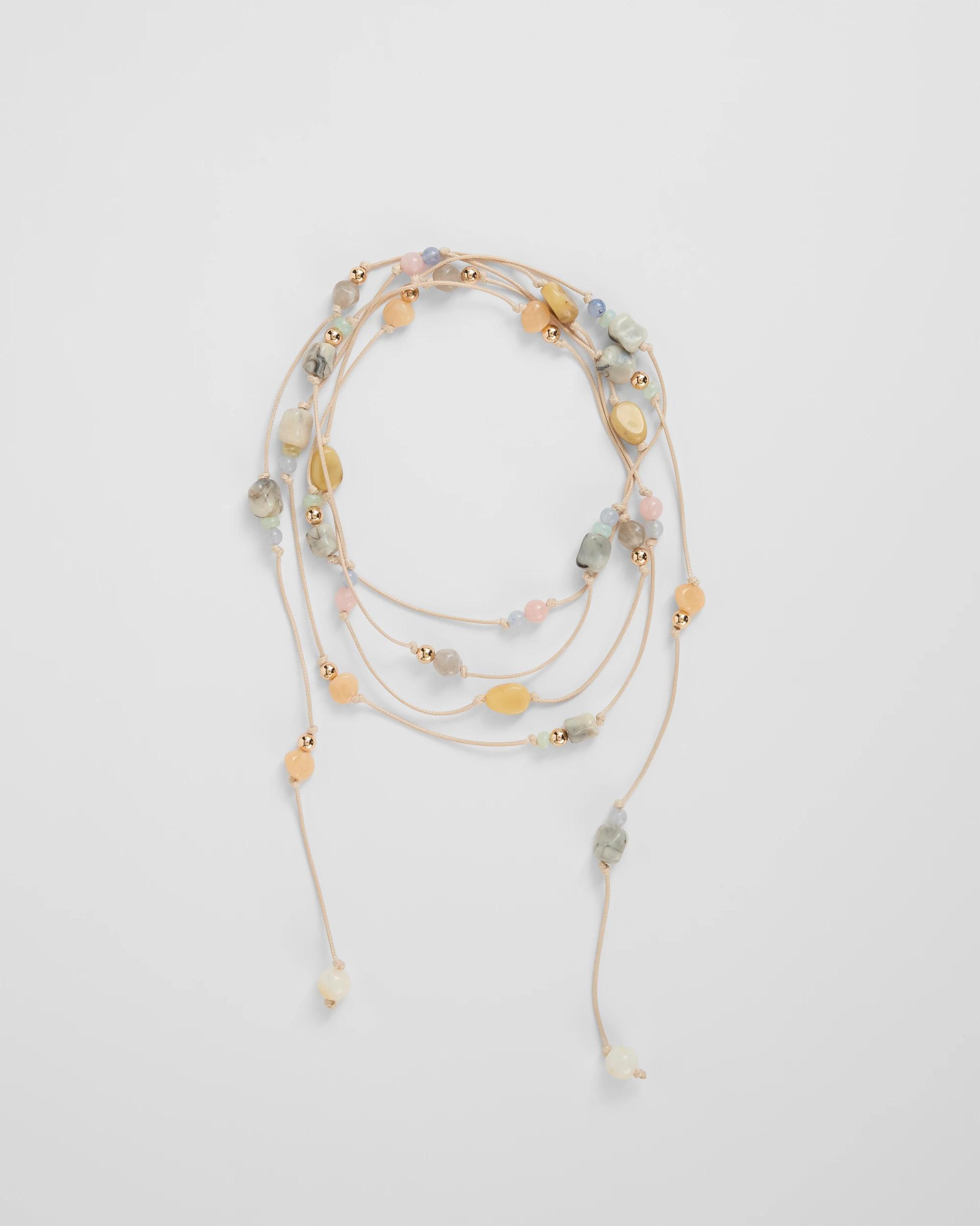 1 Target Woman Beaded Lariat Tie Necklace NATURAL, 1 of 1