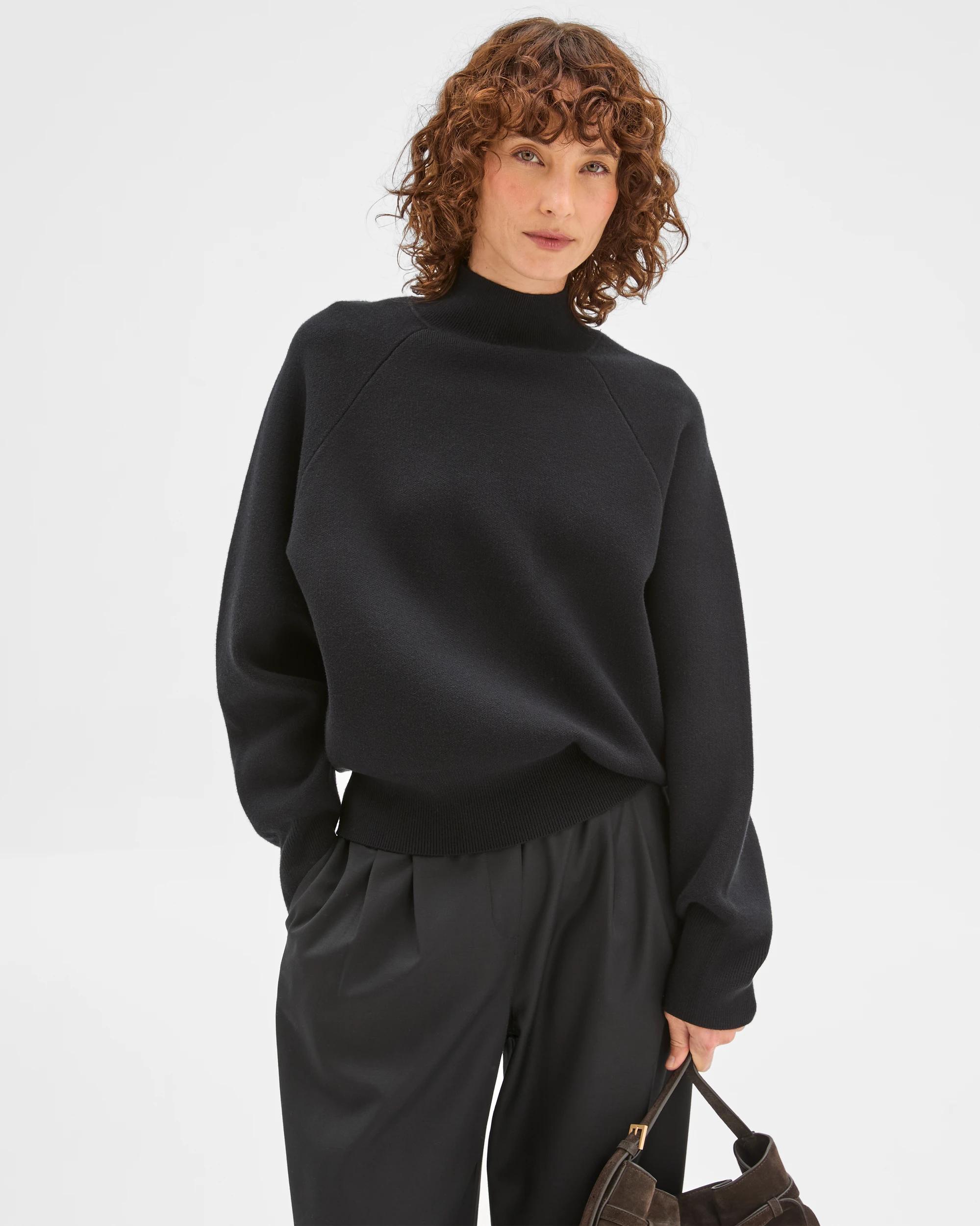 1 Preview Raglan Detail High Neck Jumper BLACK, 1 of 6