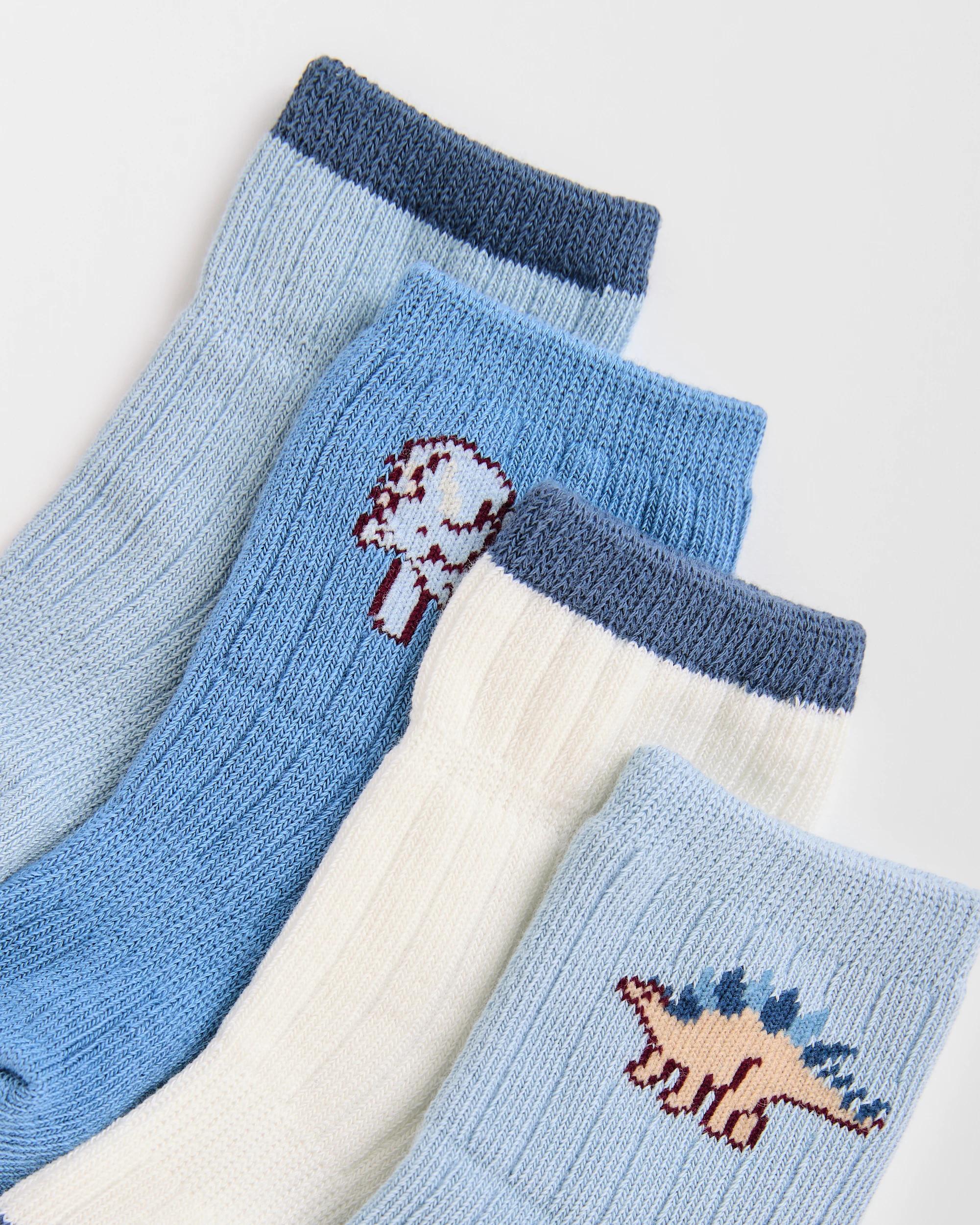2 Target Baby Baby Australian Cotton Blend 4 Pack Rib Crew Socks BLUE DINO, 2 of 3