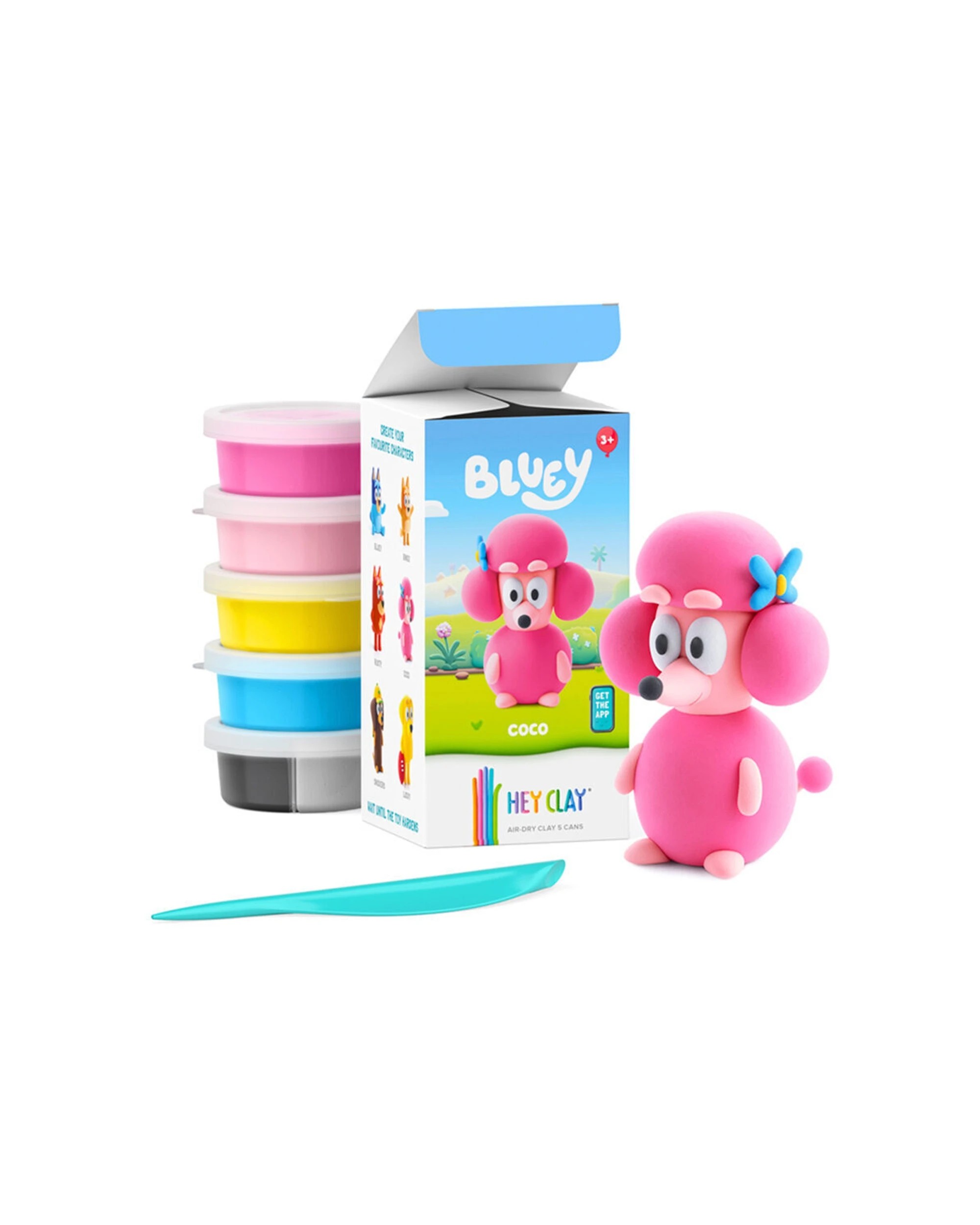 3 Hey Clay Bluey Single Character Kids Modelling Clay Set 5 Coloured Cans Coco 4PK - Multi, 3 of 5