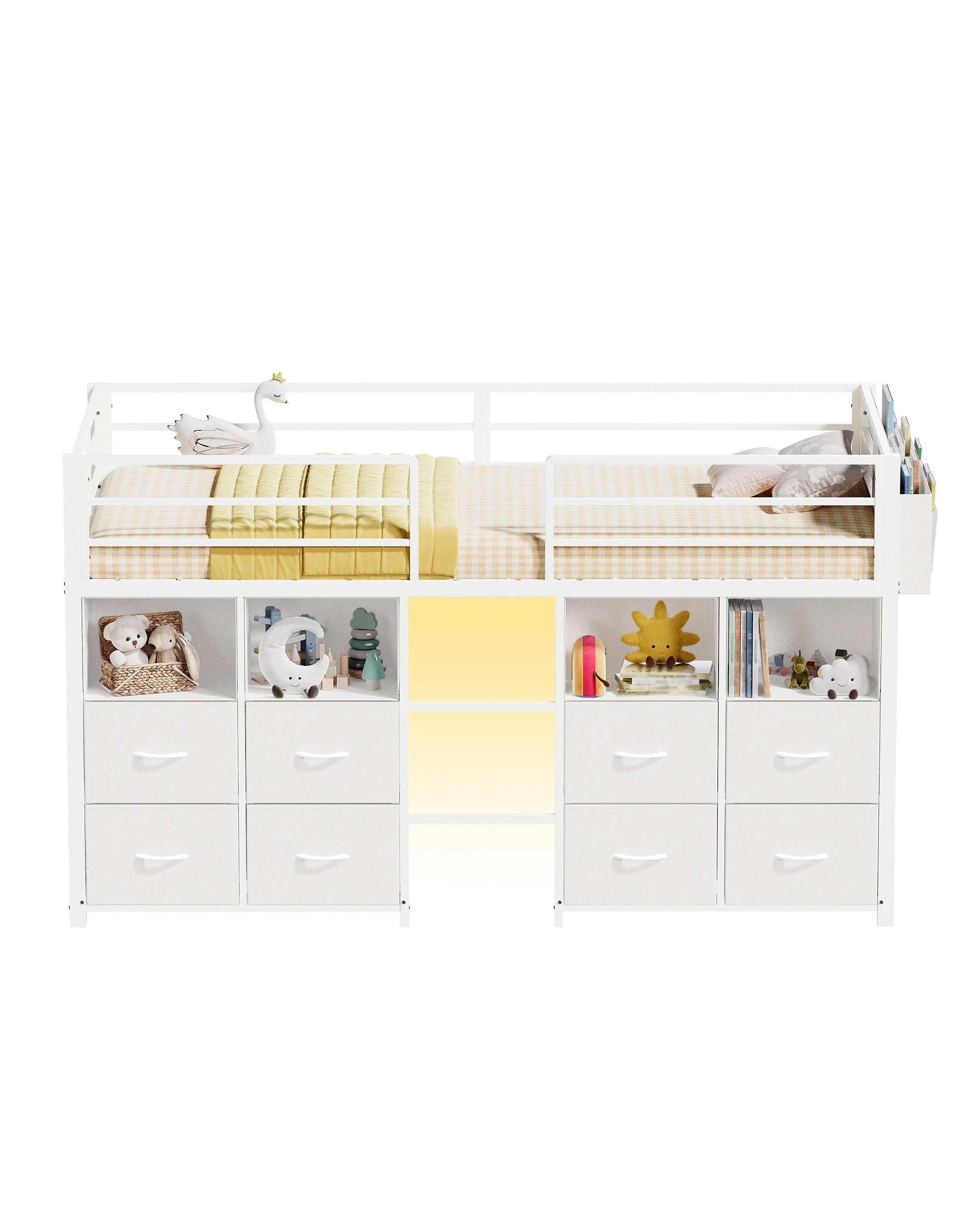 7 Ufurniture Kids Low Loft Metal Bed Frame for Small Rooms - Single Bed - White, 7 of 7