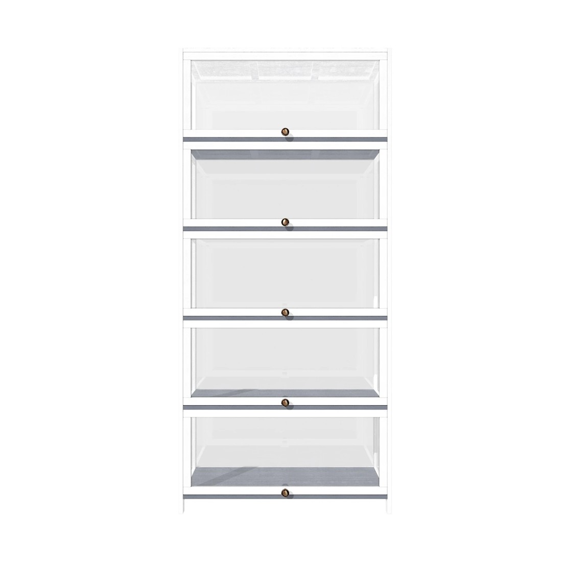 5 Oikiture Display Cabinet Storage 5-tier Shelves Clear Bookcase Stand Rack
 - White, 5 of 9