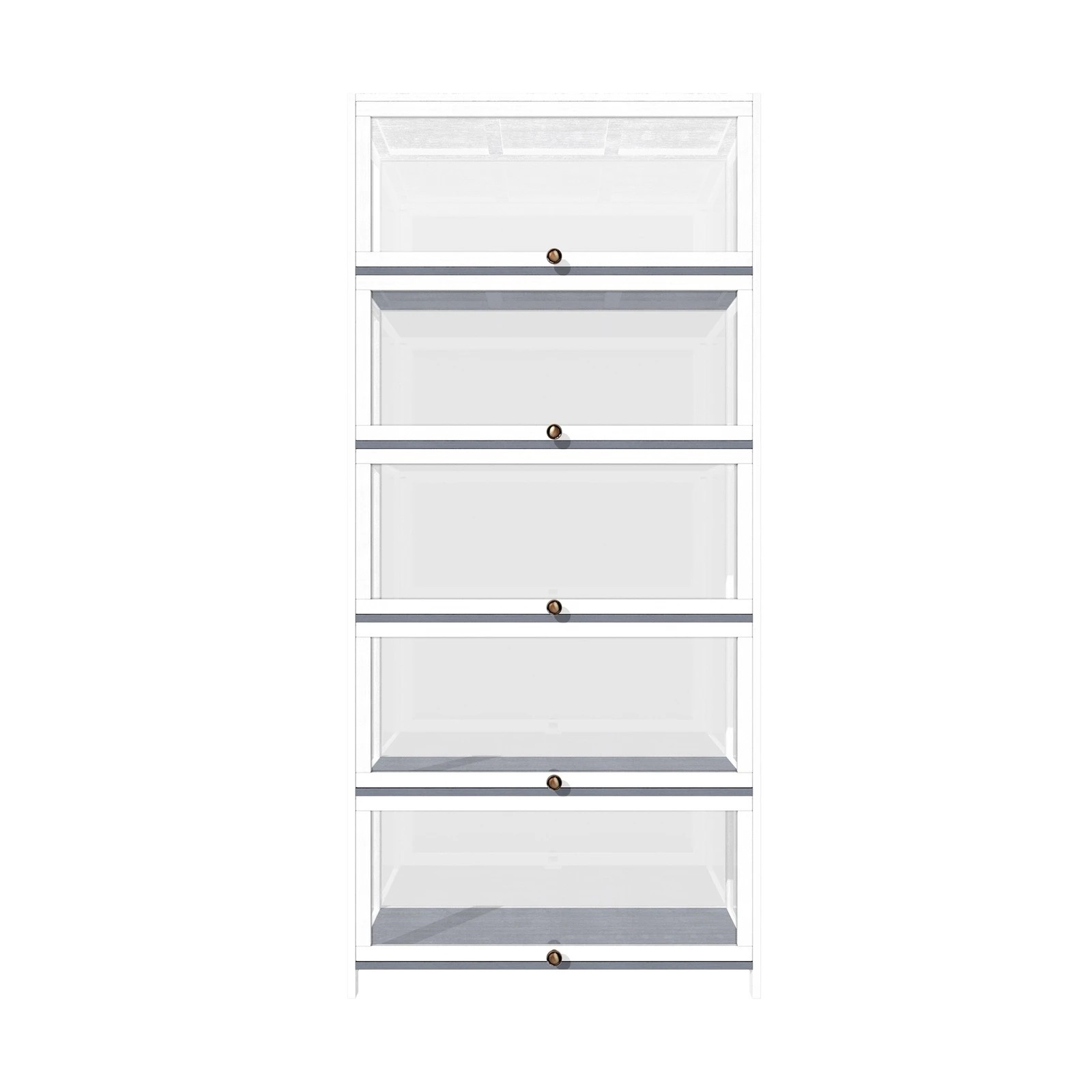 5 Oikiture Display Cabinet Storage 5-tier Shelves Clear Bookcase Stand Rack
 - White, 5 of 9