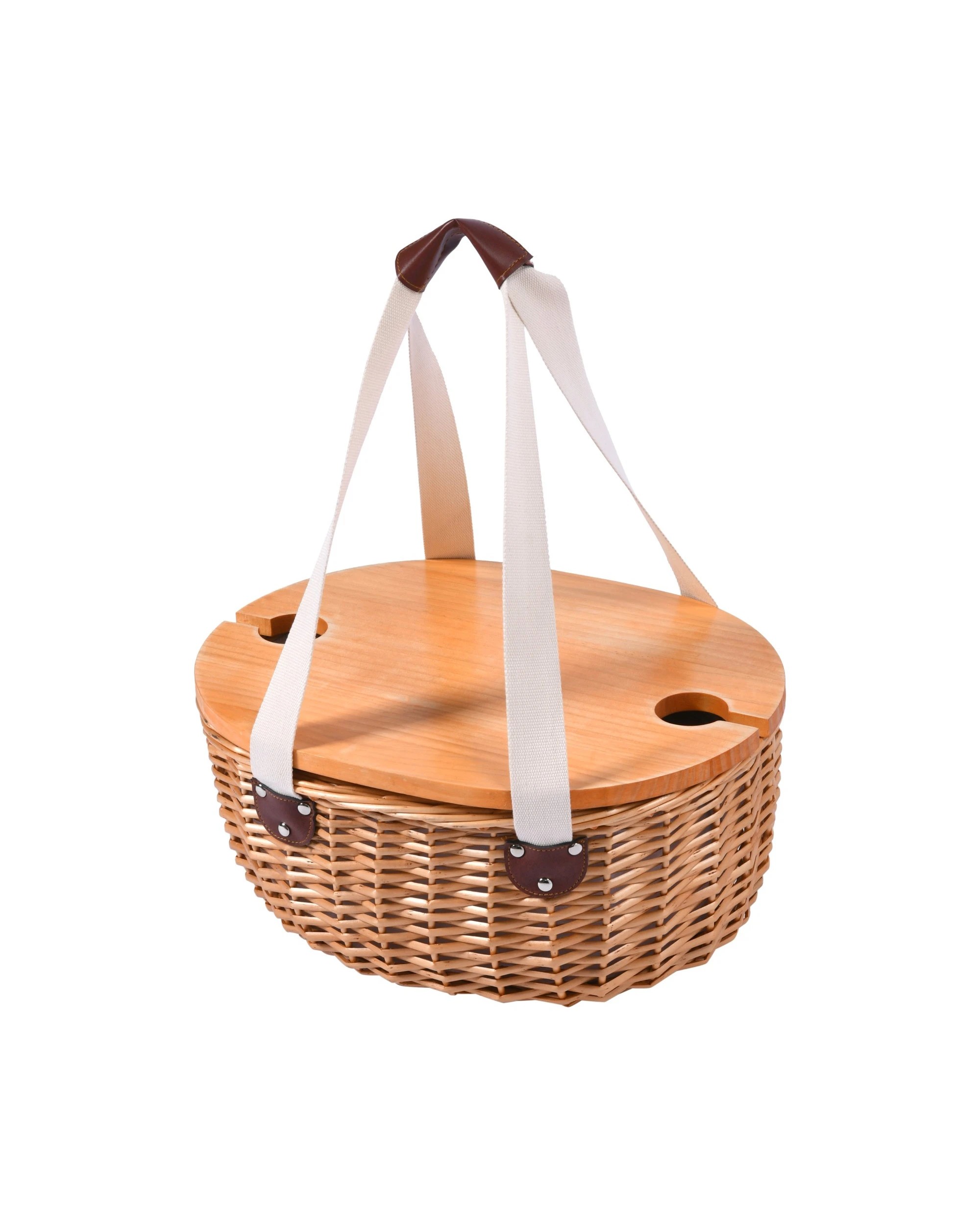 2 Vibes McLaren Vale 2 Person Oval Insulated Wicker Basket with Folding Table - Natural and Cream, 2 of 6