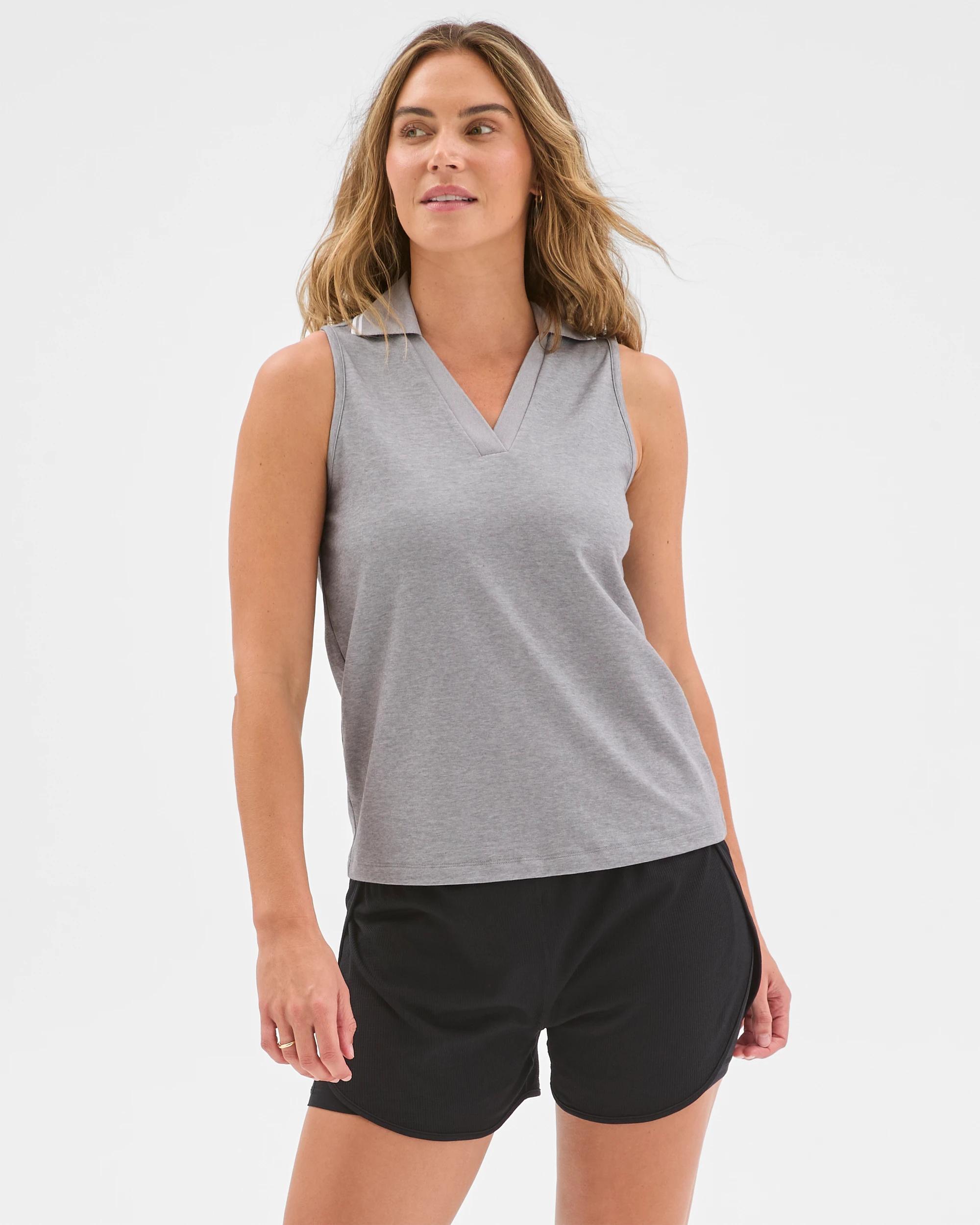 3 Target Active Polo Tank Top SILVER MARLE/WHITE, 3 of 6