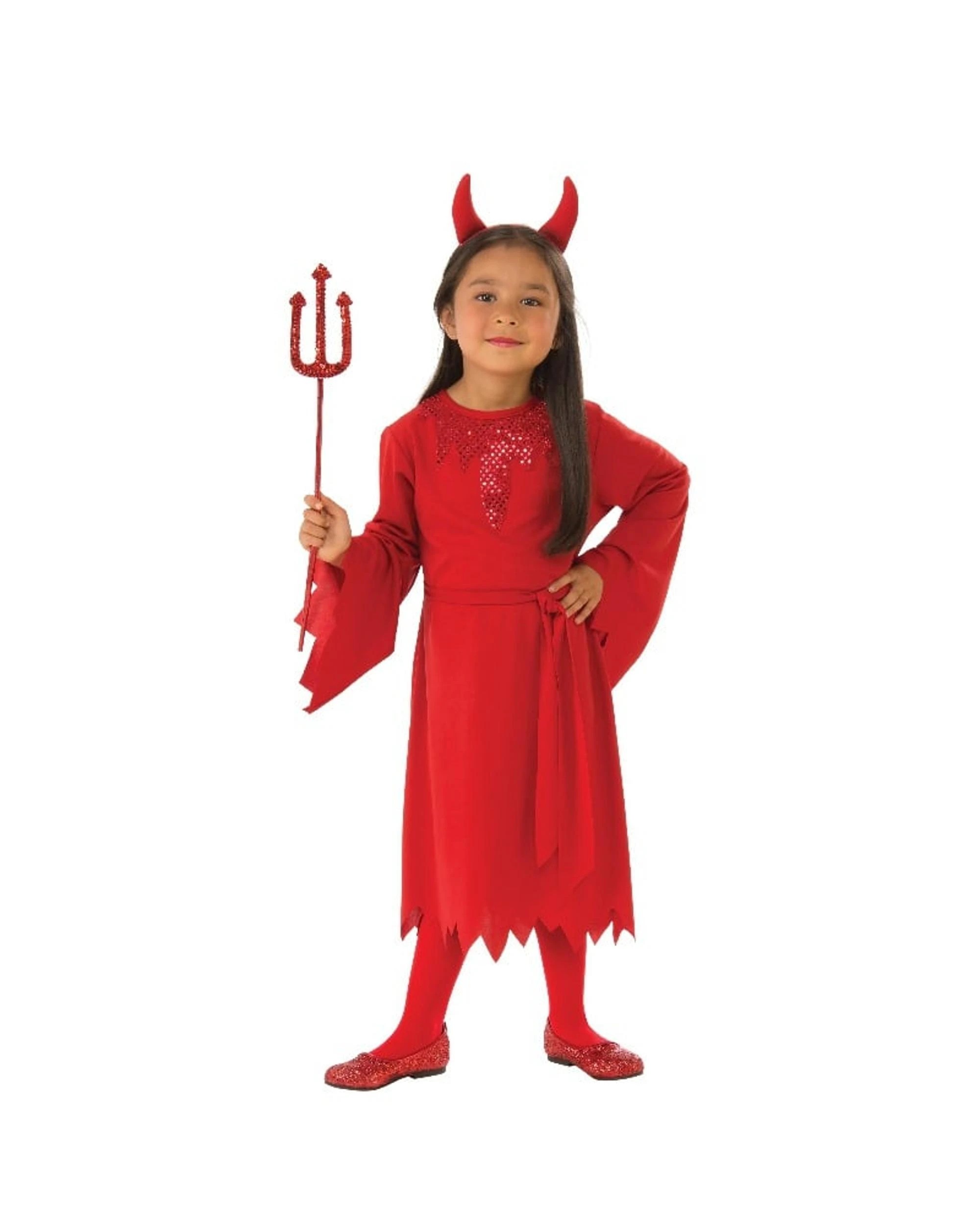 1 Red Devil Girls Child Costume Size S 3-4 Years, 1 of 4