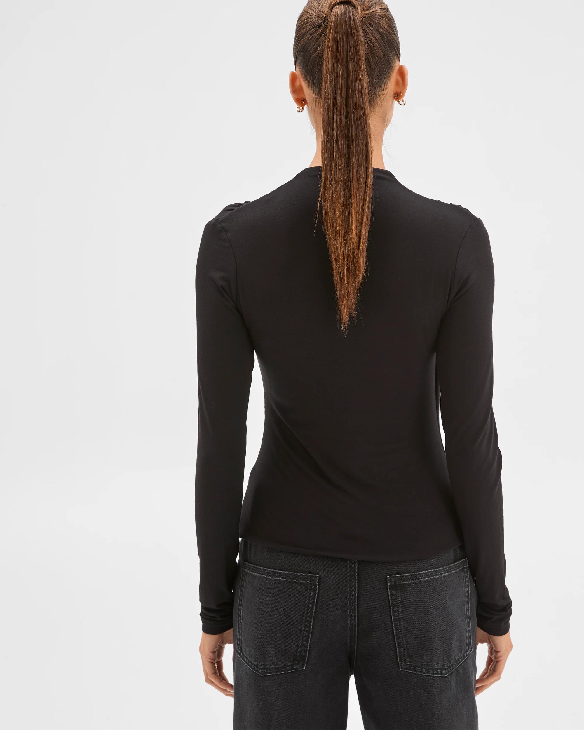 8 Lily Loves Long Sleeve Crossover Drape Top BLACK, 8 of 8