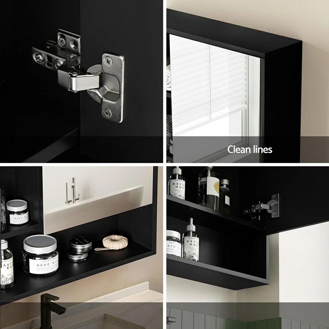 5 Cefito Bathroom Mirror Cabinet Mirro Medicine Adjustable Shelf Wall Mounted 560mm - Black, 5 of 5