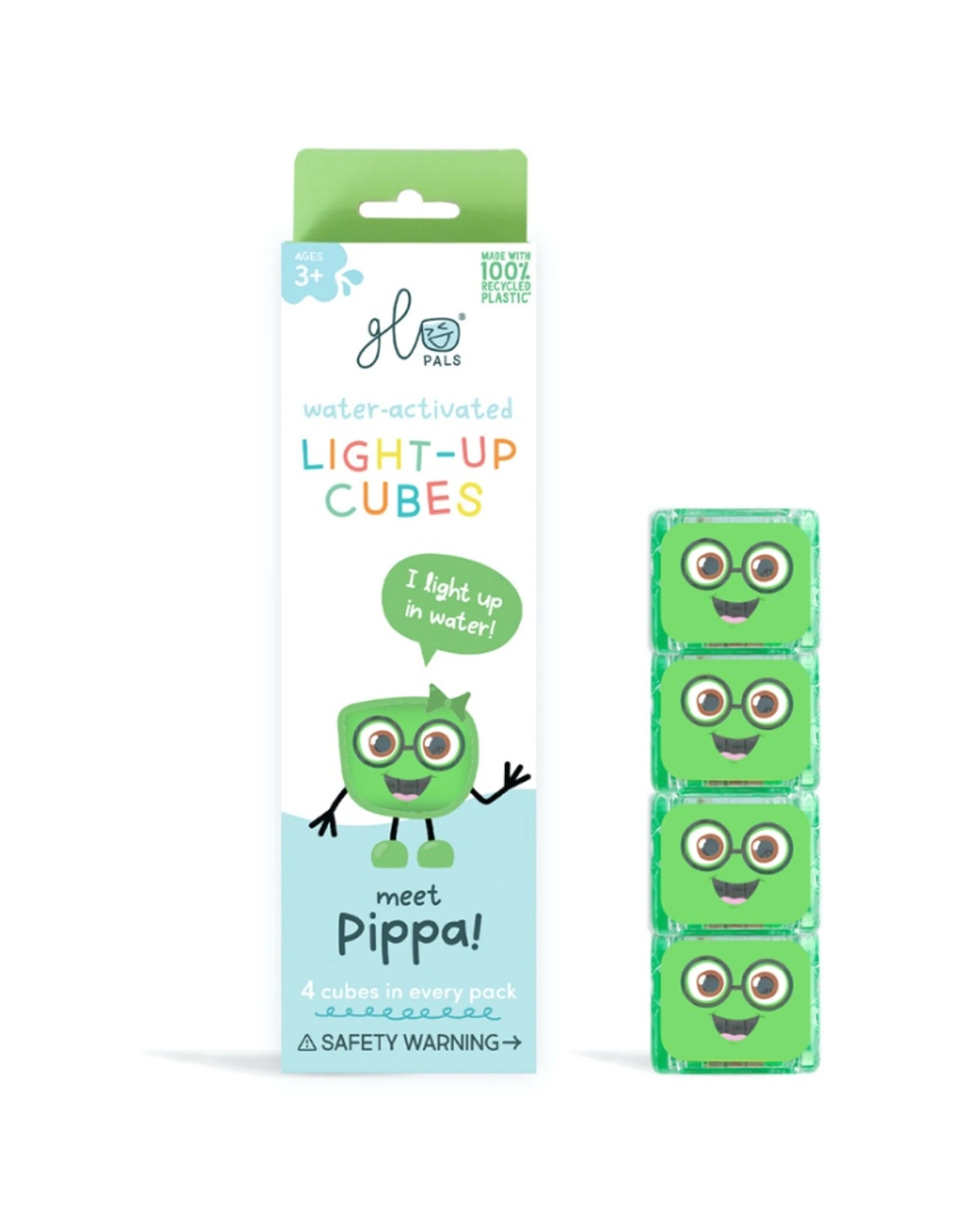 1 Glo Pals 4pc Water Activated Light Up Sensory Baby Kids Bath Toy Pippa - Green, 1 of 3